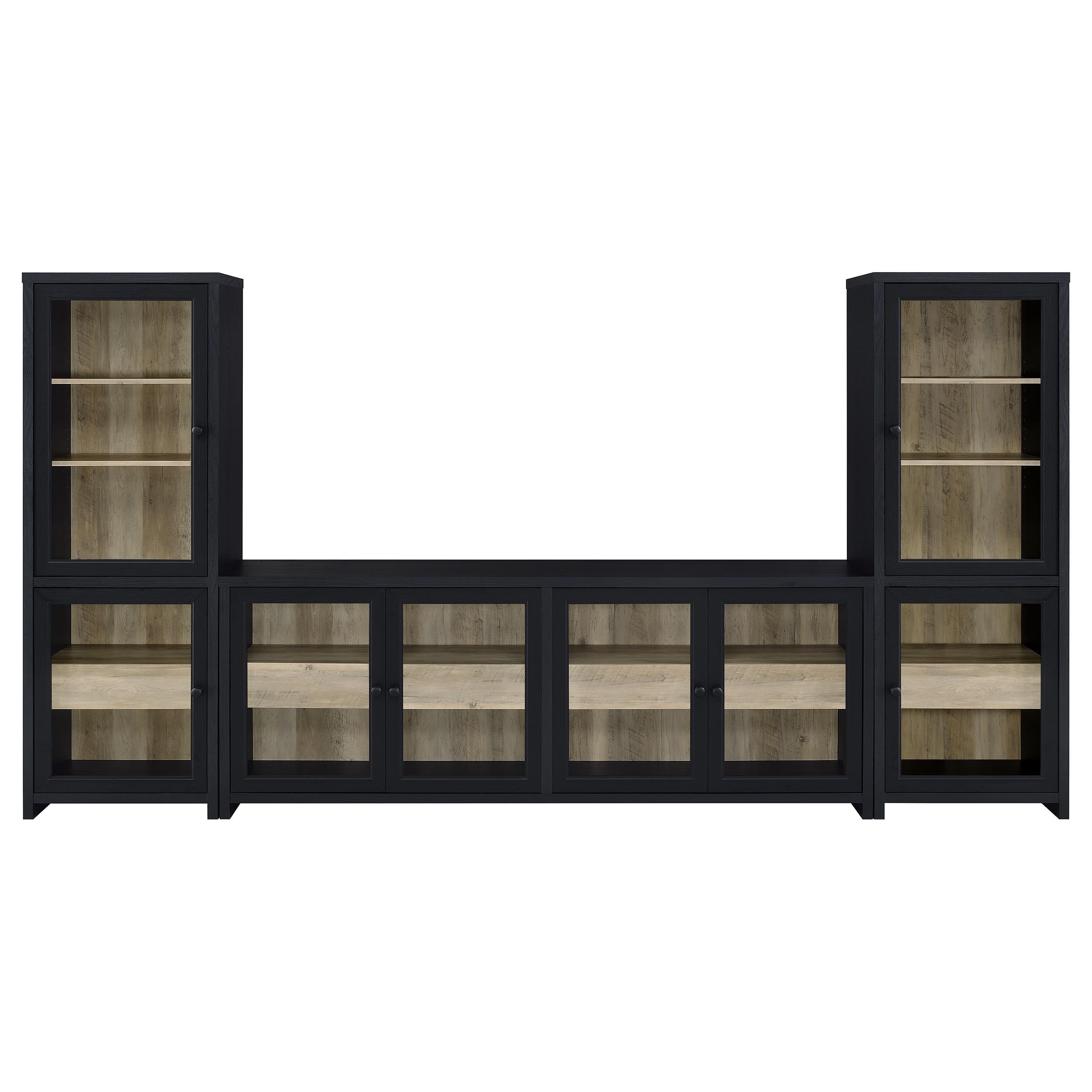 Denison 3-piece Entertainment Center 79-inch TV Stand Black-