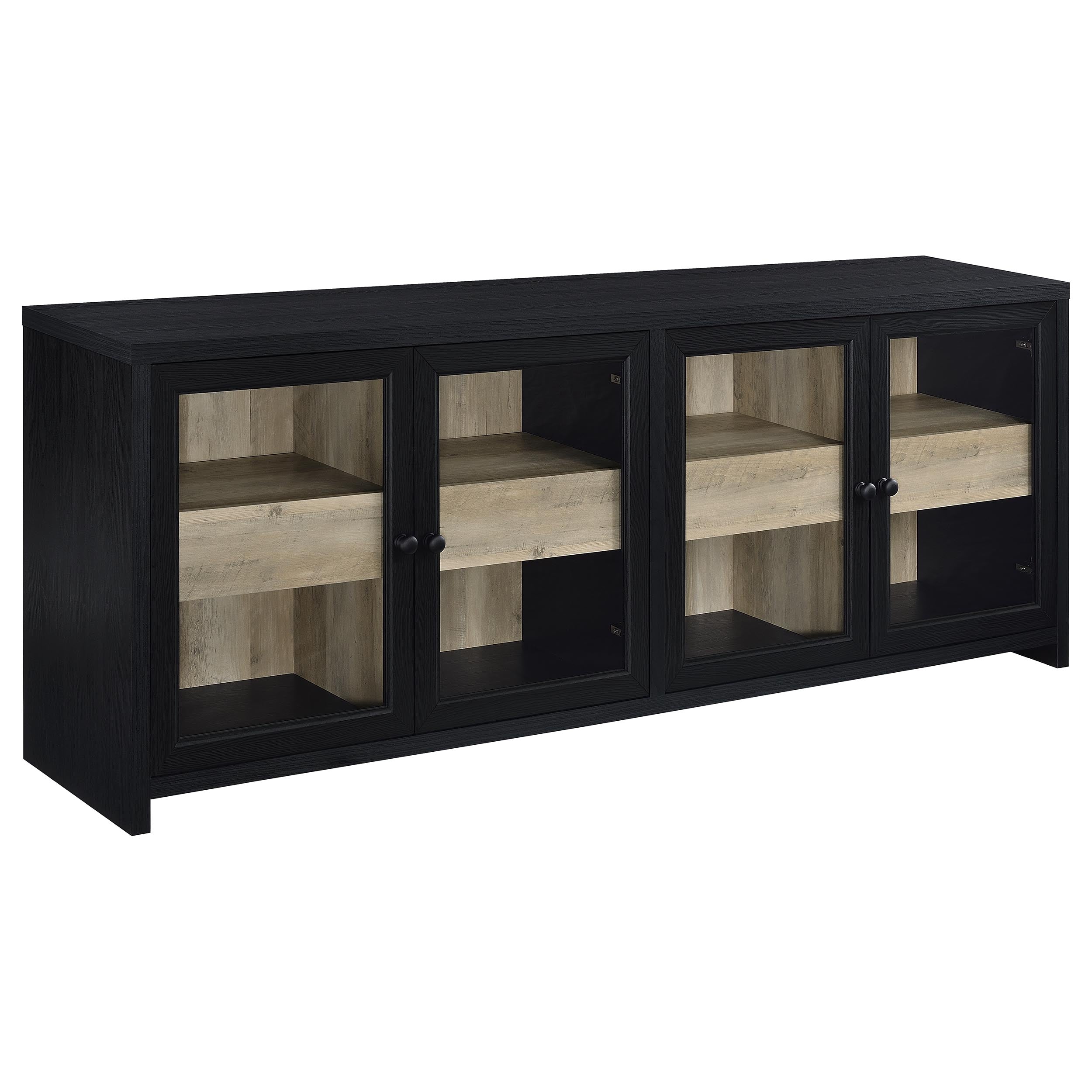 Denison 79-inch 4-door TV Stand Media Console Black-