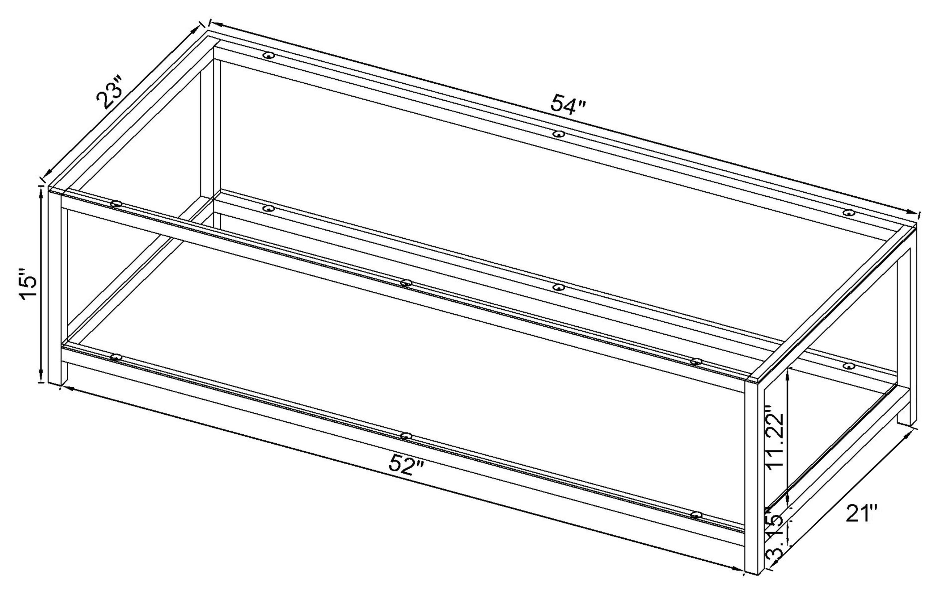 Trini 1-shelf Glass Top Coffee Table Black Nickel-CoasterEssence