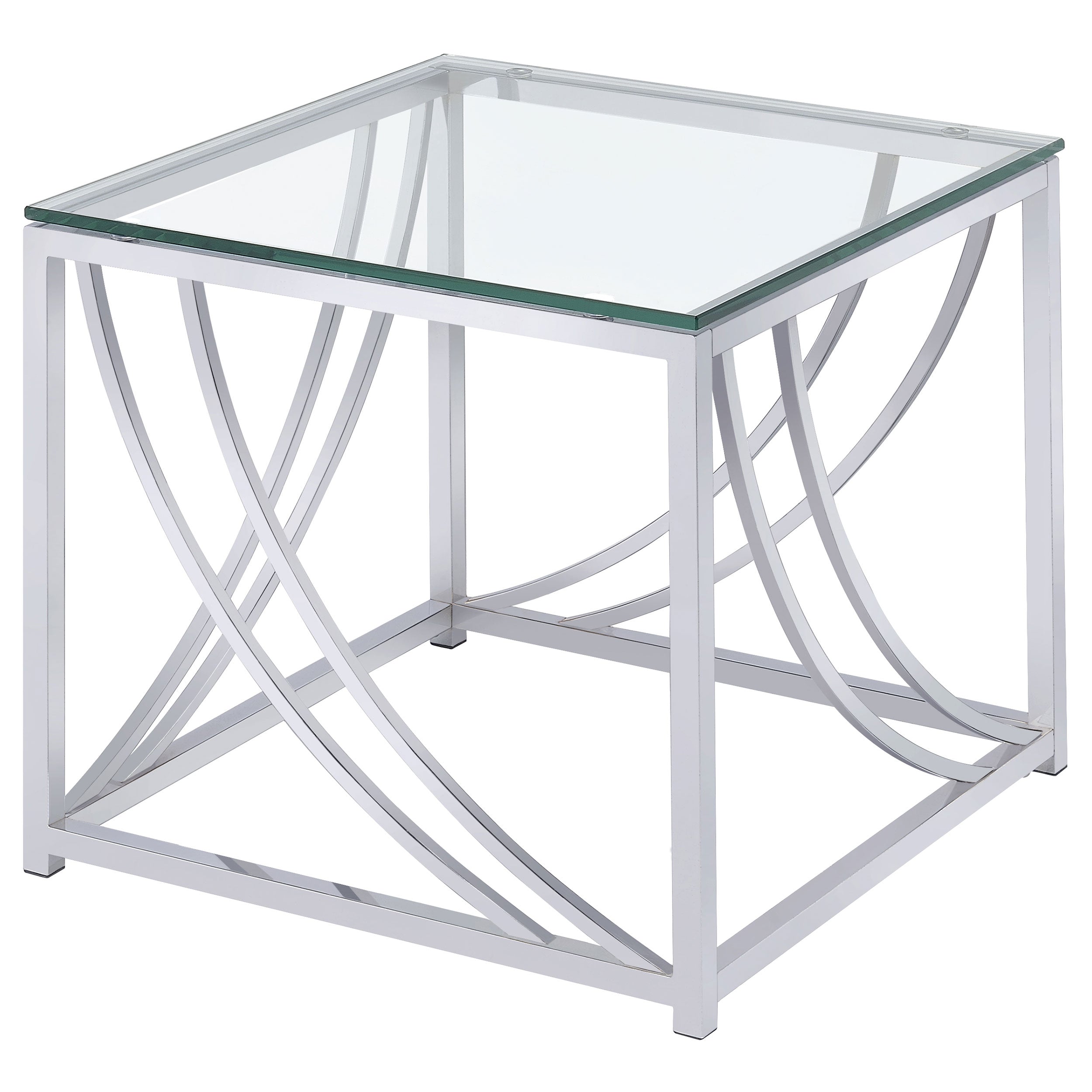 Lille Square Glass Top Side End Table Chrome-CoasterEssence