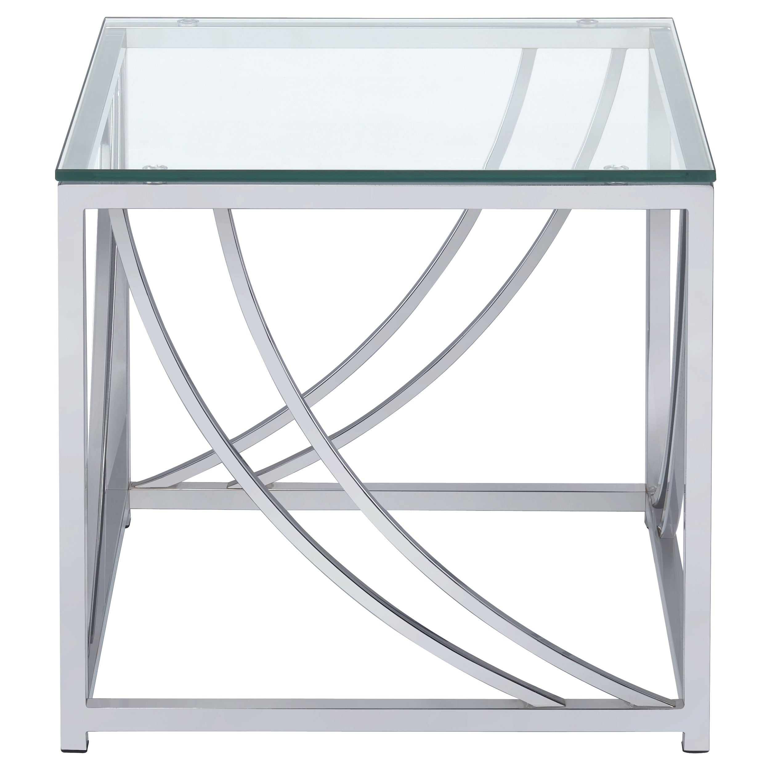 Lille Square Glass Top Side End Table Chrome-CoasterEssence
