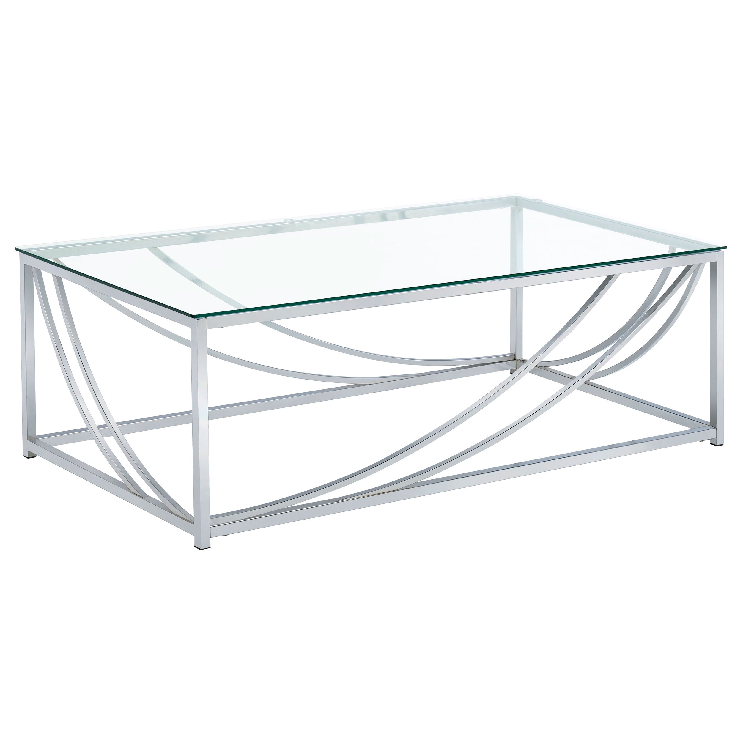 Lille Rectangular Glass Top Coffee Table Chrome-CoasterEssence