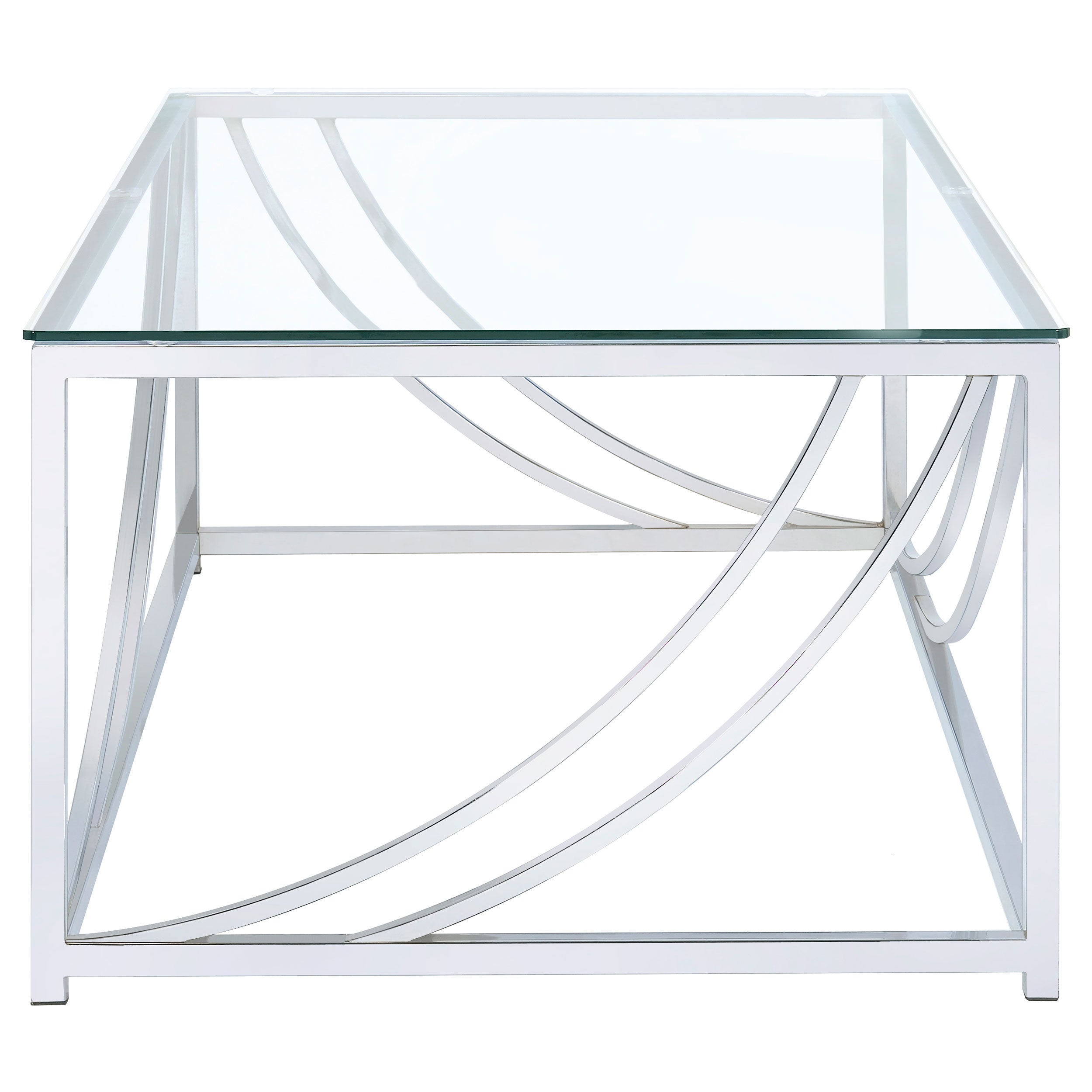 Lille Rectangular Glass Top Coffee Table Chrome-CoasterEssence
