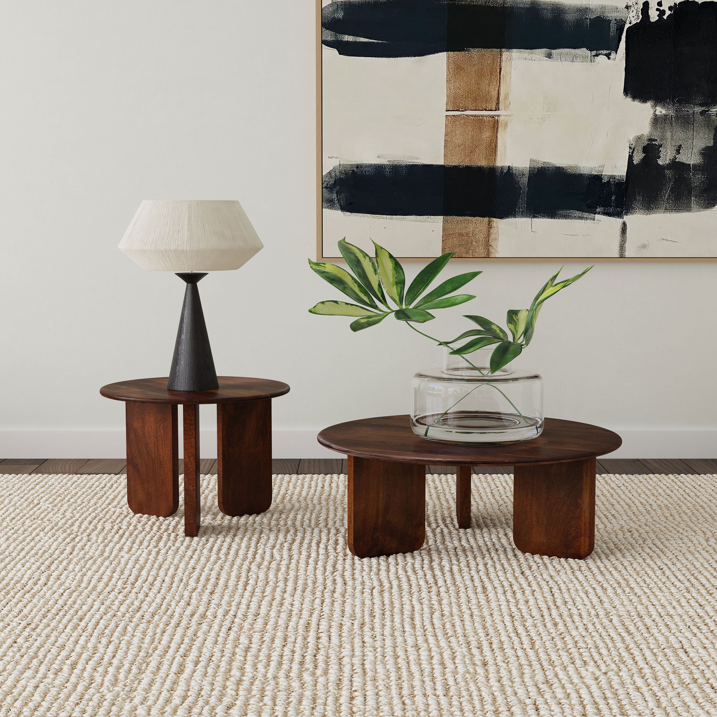 Dale Round Solid Mango Wood Side End Table Brown-