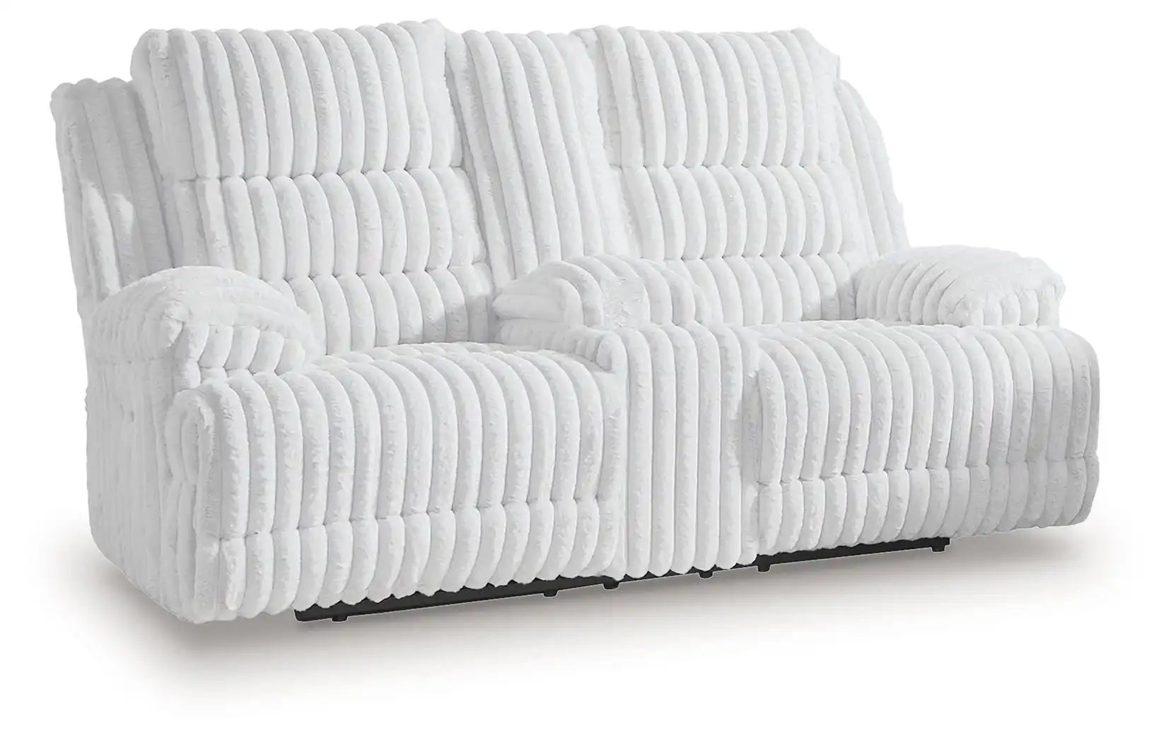 Rhines Falls - Double Reclining Power Loveseat With Console - Alloy - Best Buy Furniture