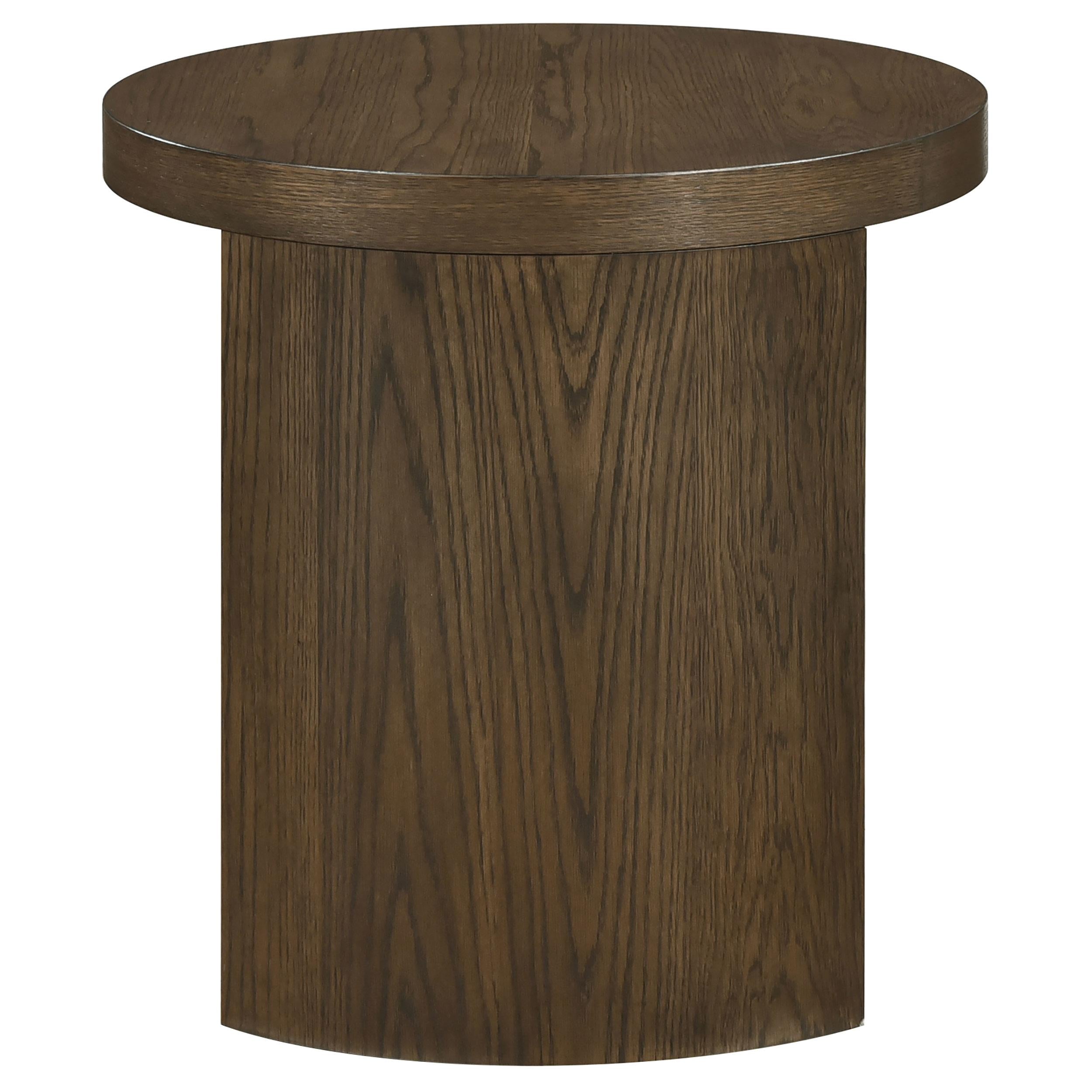 Sweeney 24-inch Round Wood Occasional Side End Table Dark Walnut-