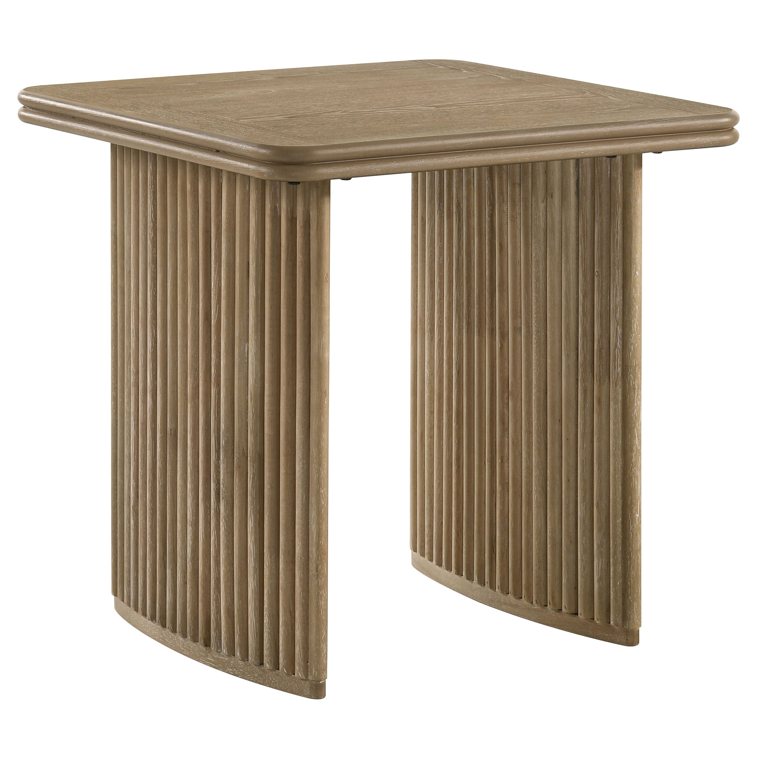 Adina Square Wood Side End Table Distressed Light Brown-