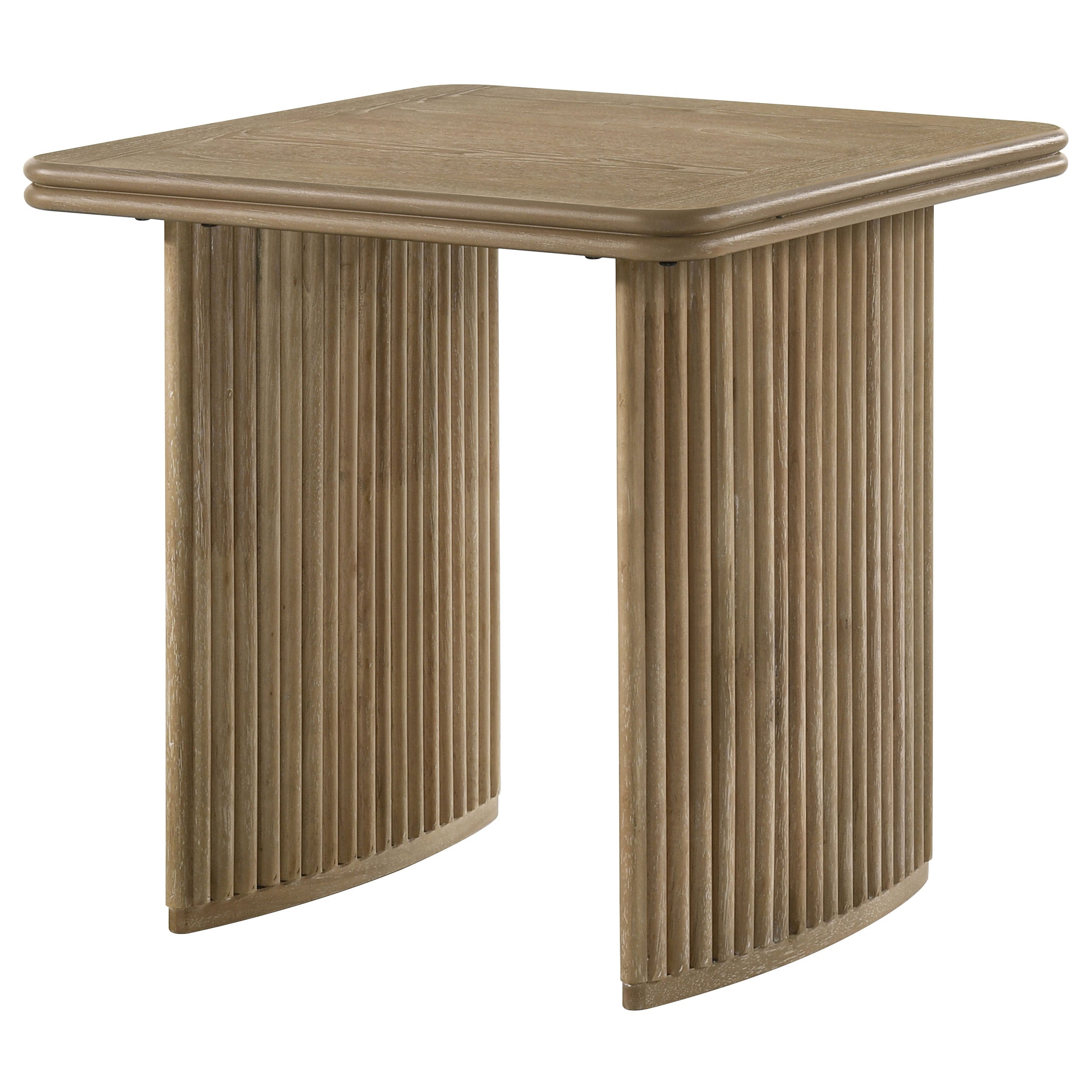Adina Square Wood Side End Table Distressed Light Brown-