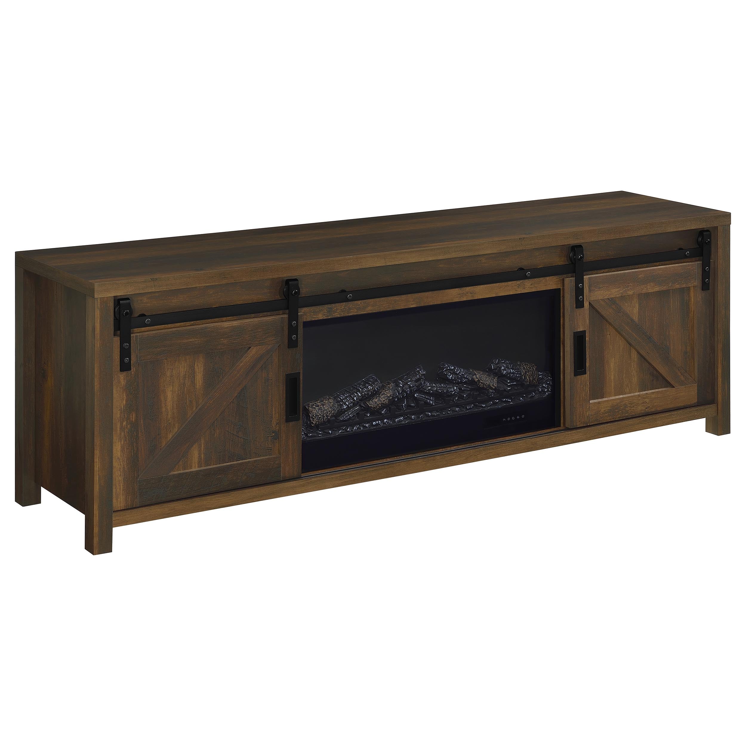 Enfield 71-inch TV Stand Fireplace Media Console Dark Pine-