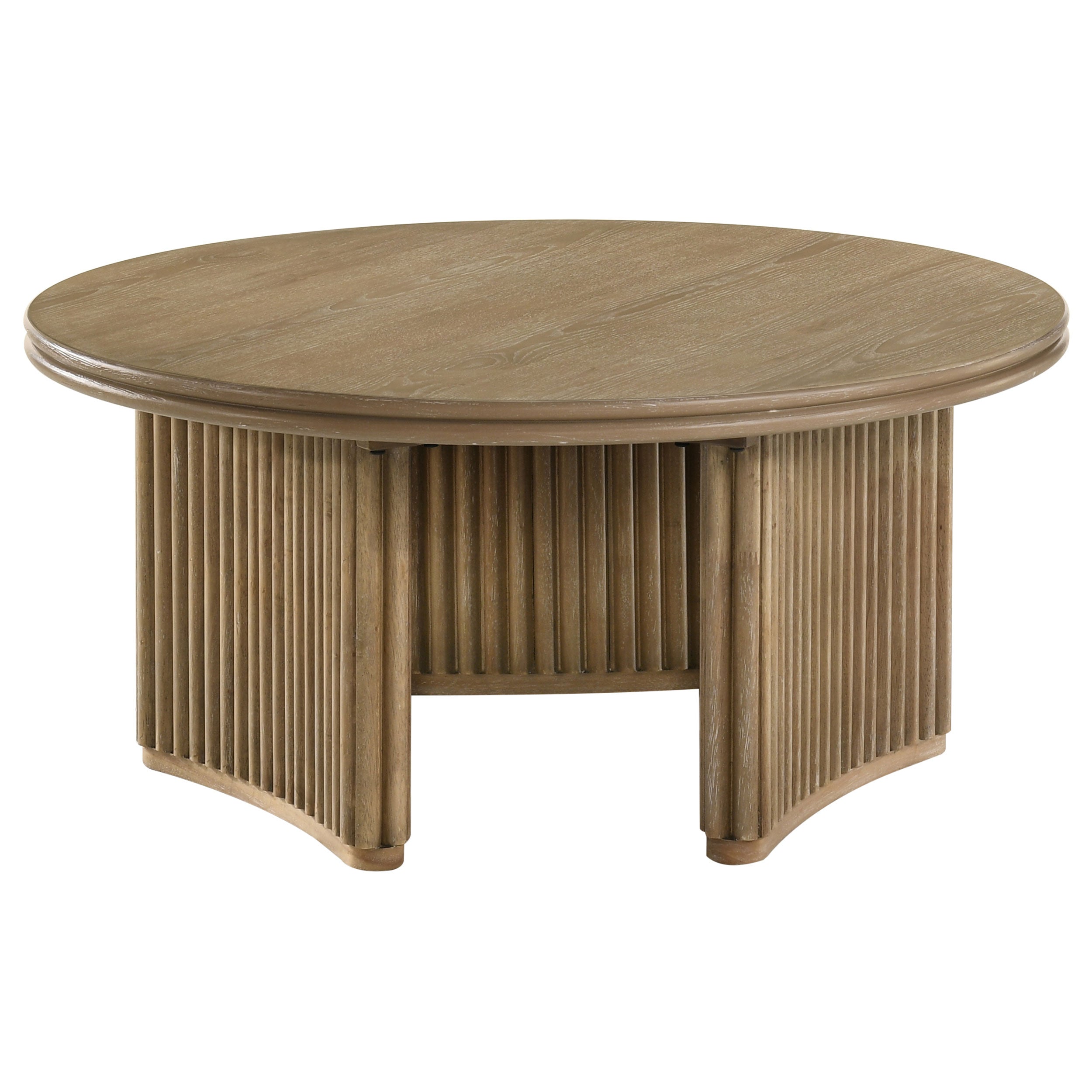 Adina 36-inch Round Wood Coffee Table Distressed Light Brown-