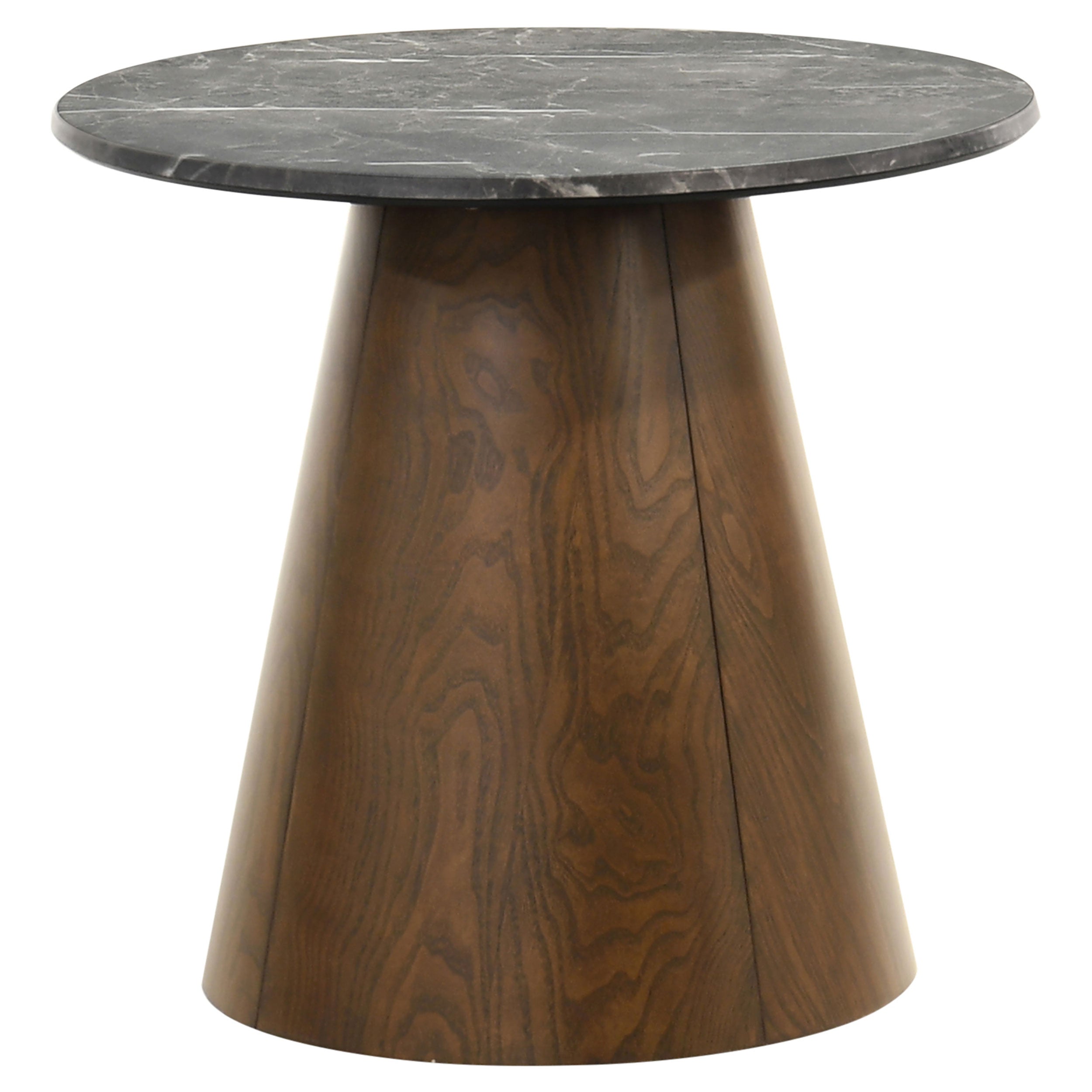 Franklin Round Wood Pedestal Side End Table Grey and Dark Brown-