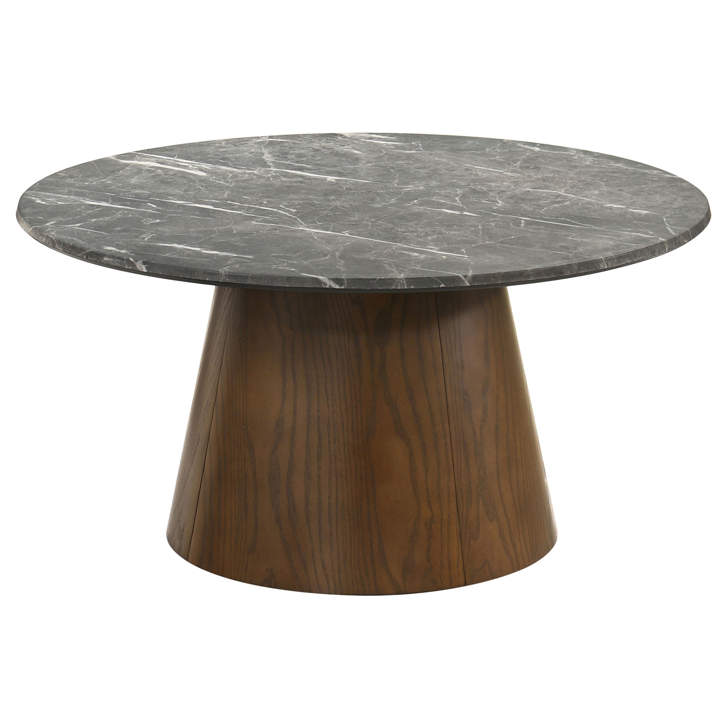 Franklin 36-inch Round Pedestal Coffee Table Grey and Dark Brown-