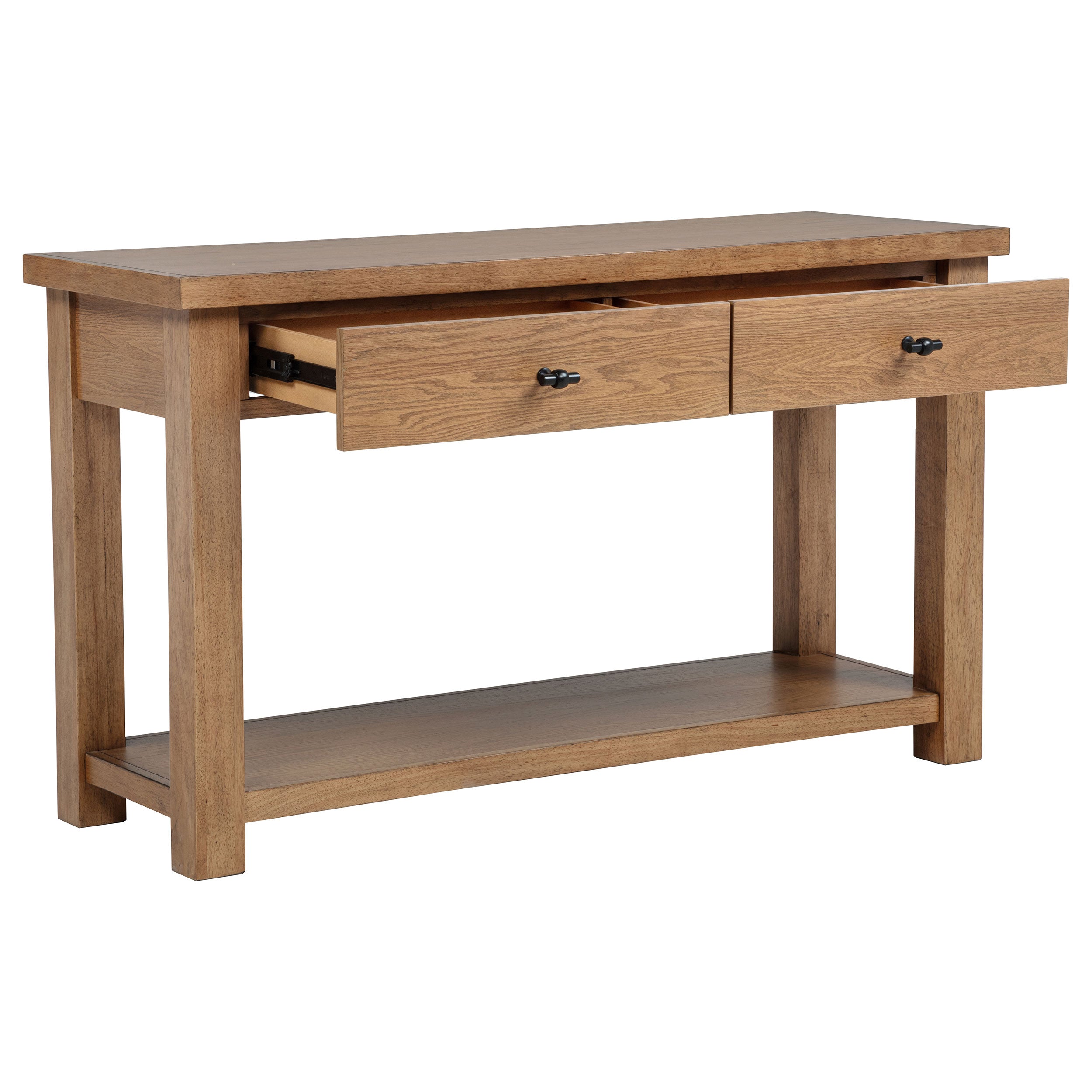 Beasley 2-Drawer Wood Console Table Golden Oak-