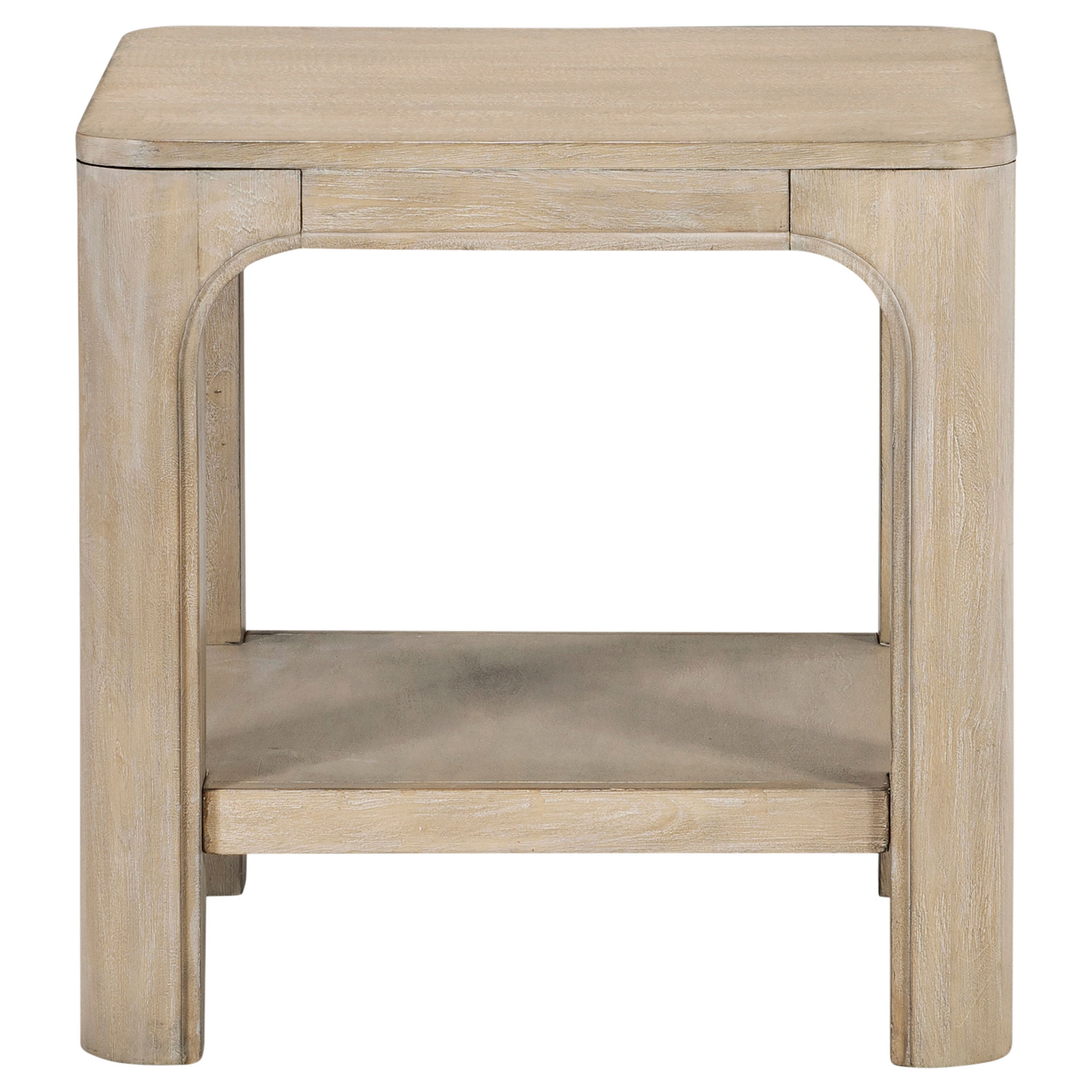 Solano Square Wood Side End Table with Shelf Weathered Mango-