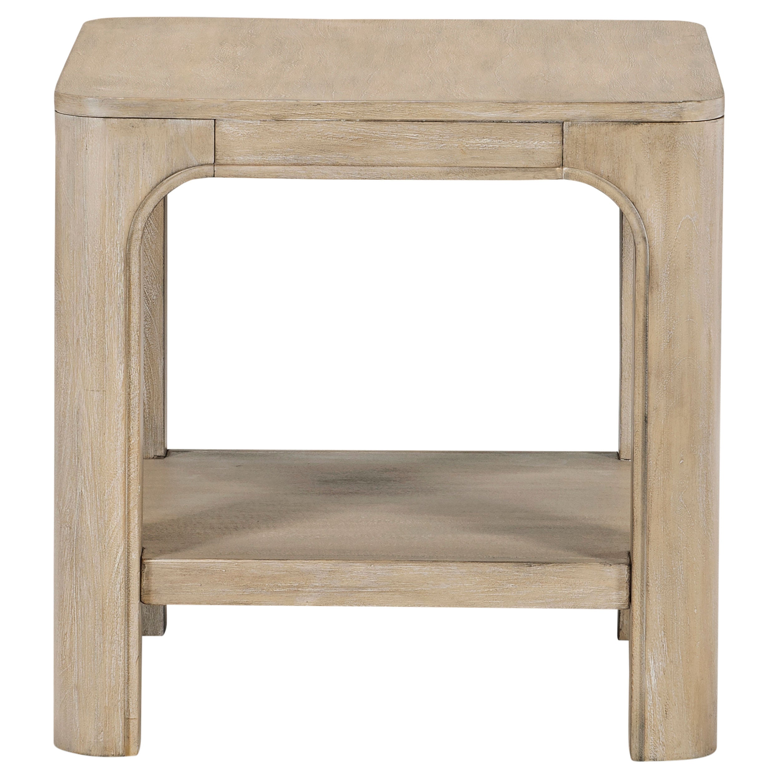 Solano Square Wood Side End Table with Shelf Weathered Mango-