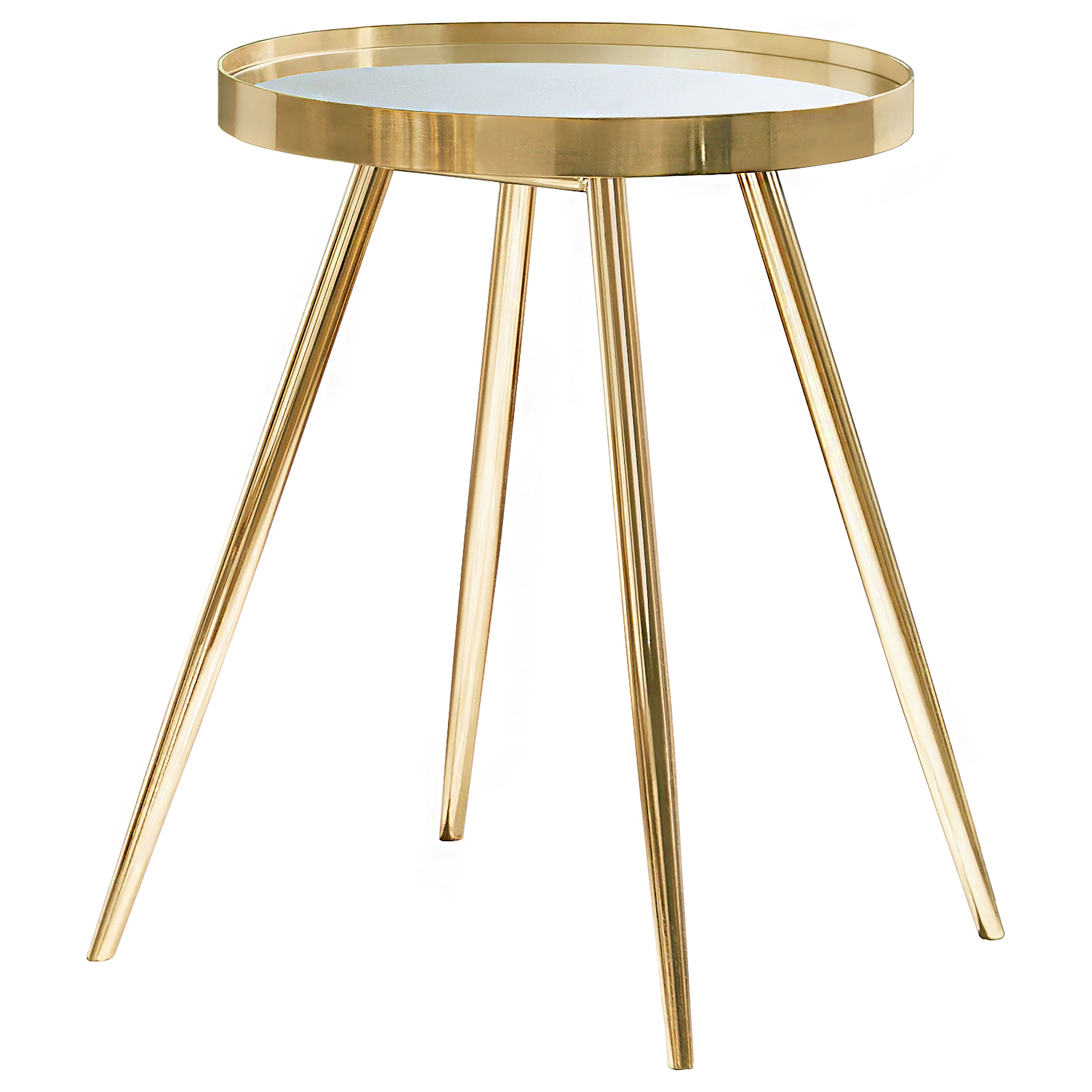 Kaelyn Round Mirror Top End Side Table Gold-CoasterEssence