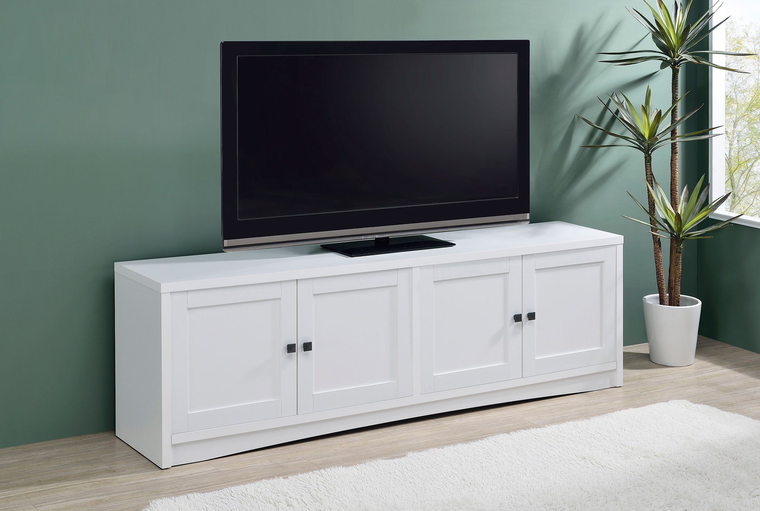 Laughlin 4-door Engineered Wood 78-inch TV Stand White-
