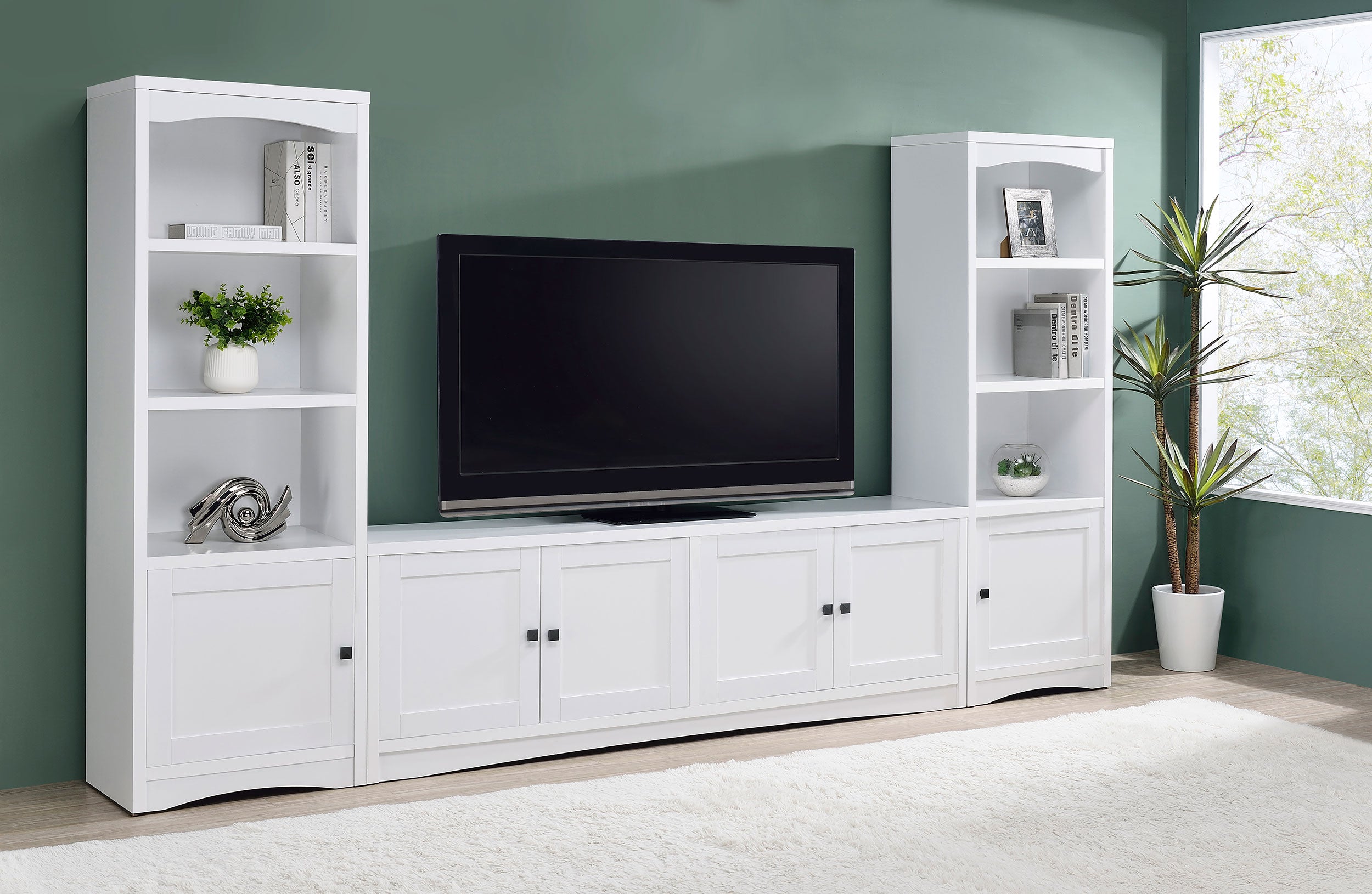 Laughlin 4-shelf Engineered Wood Media Tower White-