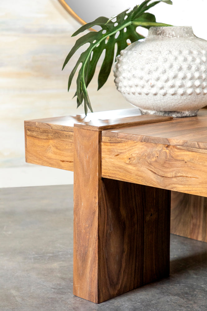 Samira Square Solid Wood Coffee Table Natural Sheesham-CoasterEssence