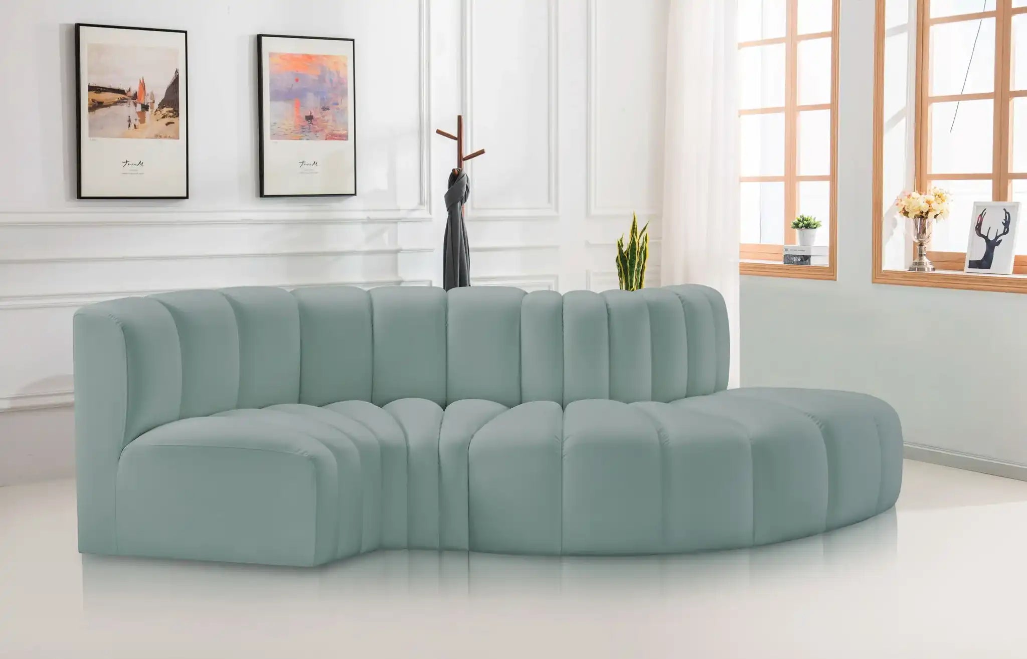 Arc - Faux Leather 4 Piece L-Shaped Modular Sofa