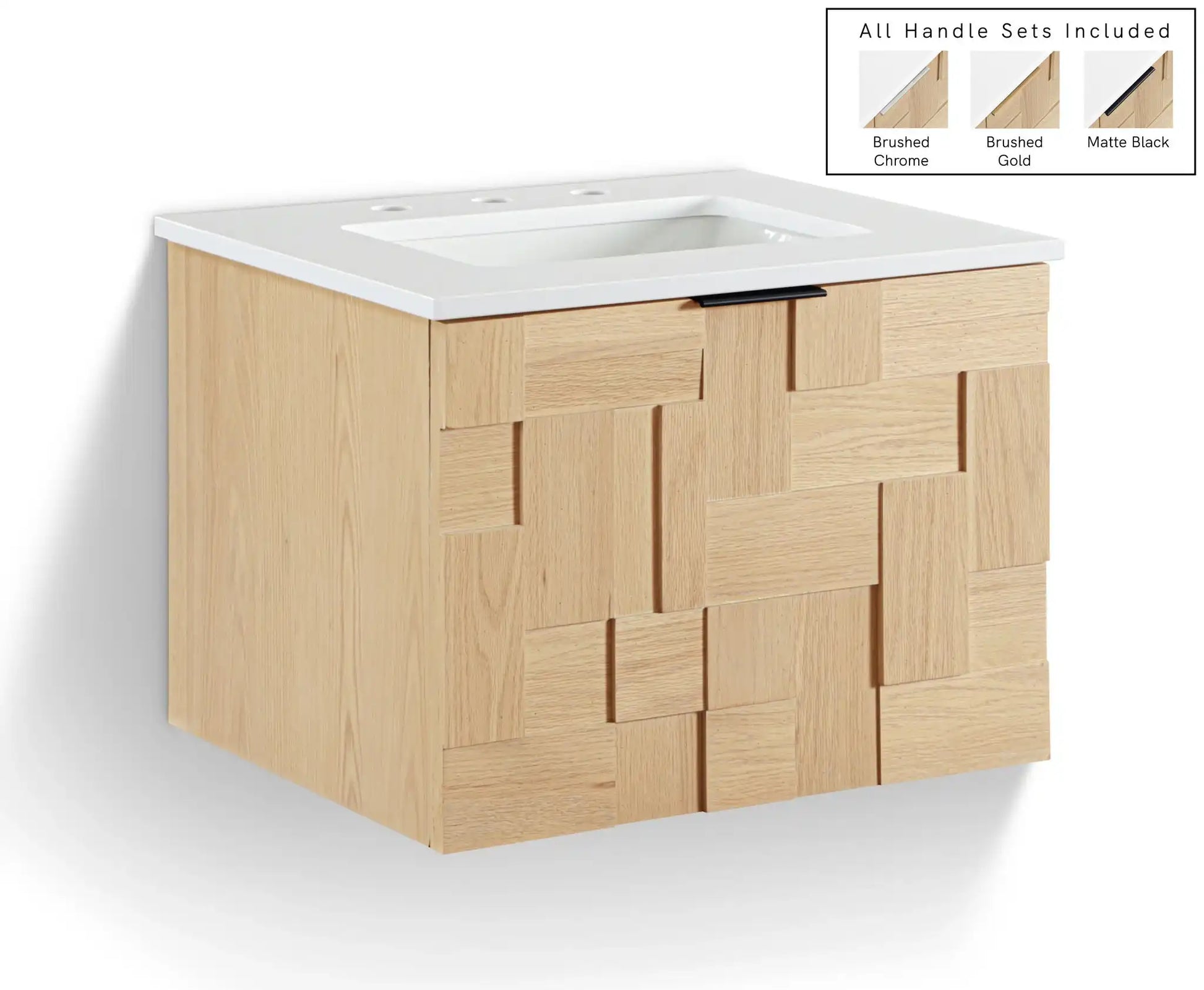 Leonardo - Engineered Stone And Solid Wood 24" Wall Mounted Bathroom Vanity - Best Buy Furniture