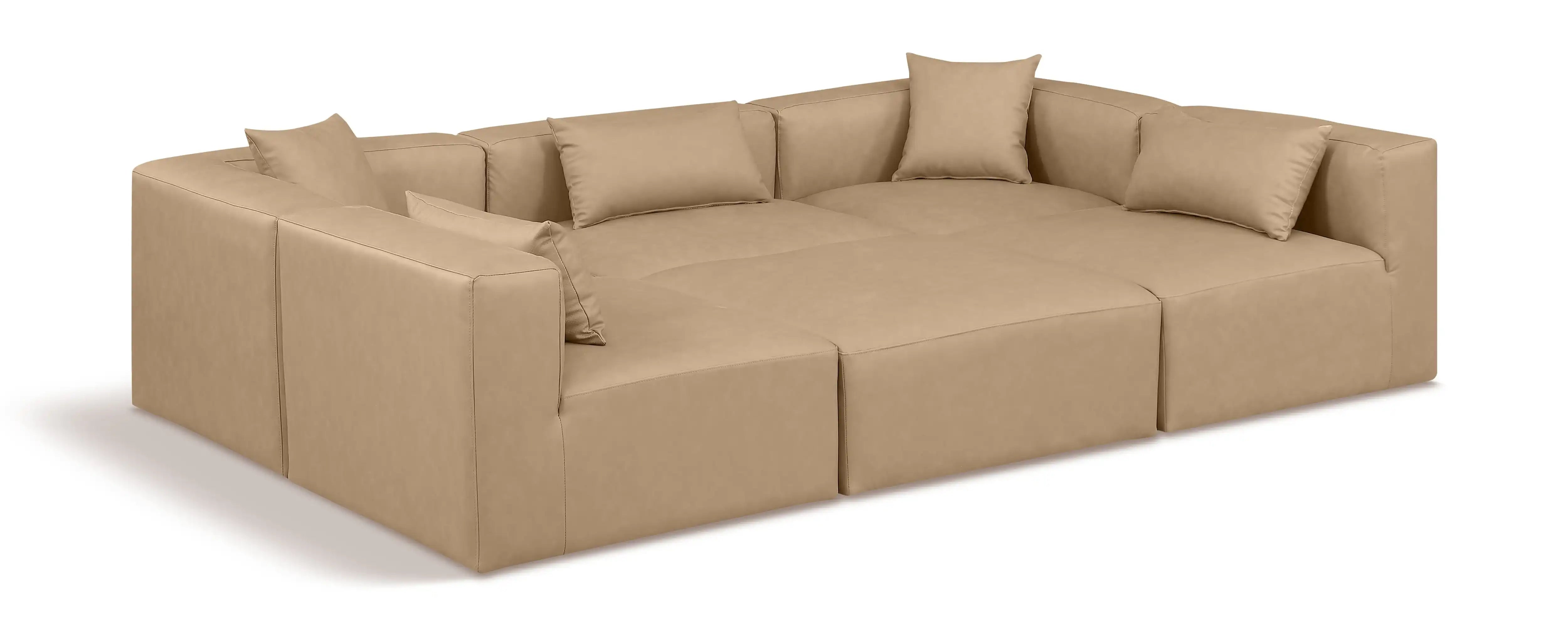 Cube - 6 Piece Modular Sectional - Tan - Best Buy Furniture