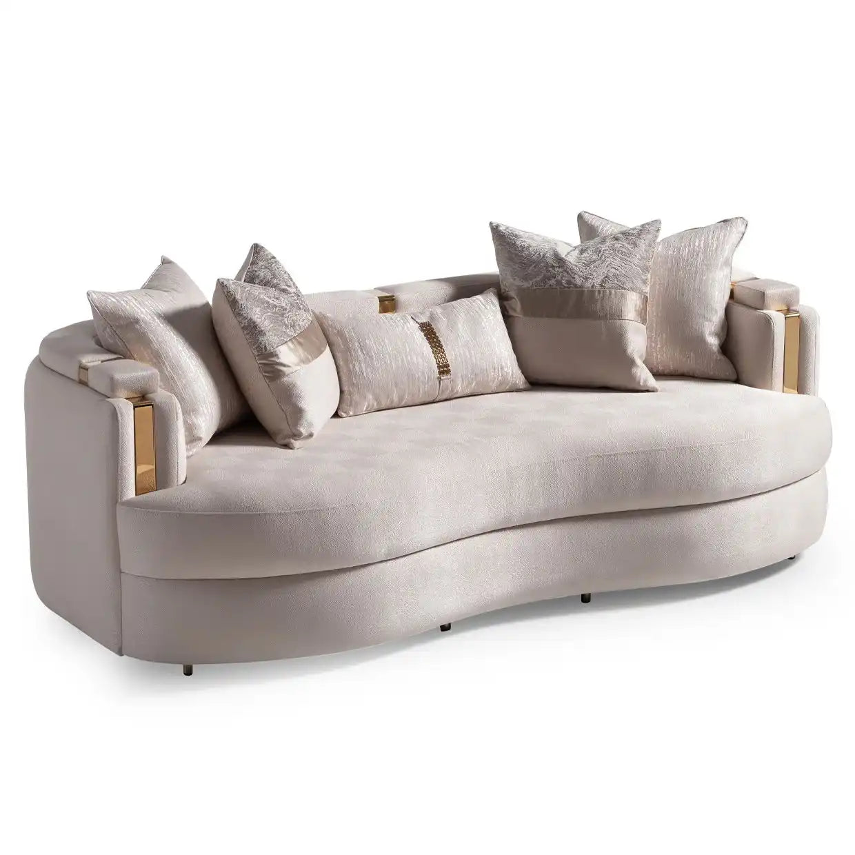 Carmela - Sofa - Almond/Gold - Best Buy Furniture
