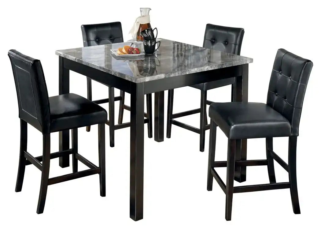 Maysville - Square Counter TBL Set (Set of 5) - Black - Best Buy Furniture
