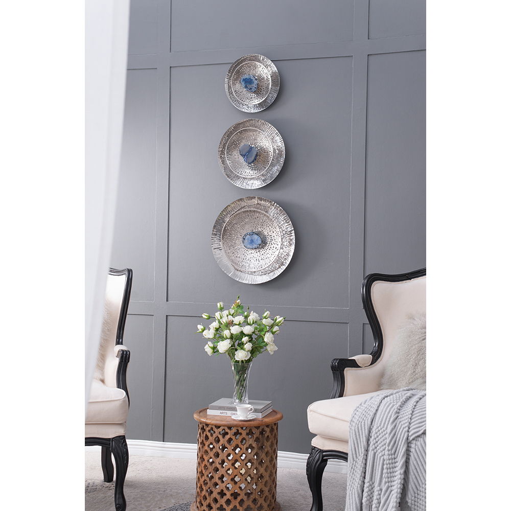 Textured Oversized Disc, Wall Decor For Living Room (Set of 3) - Multicolor