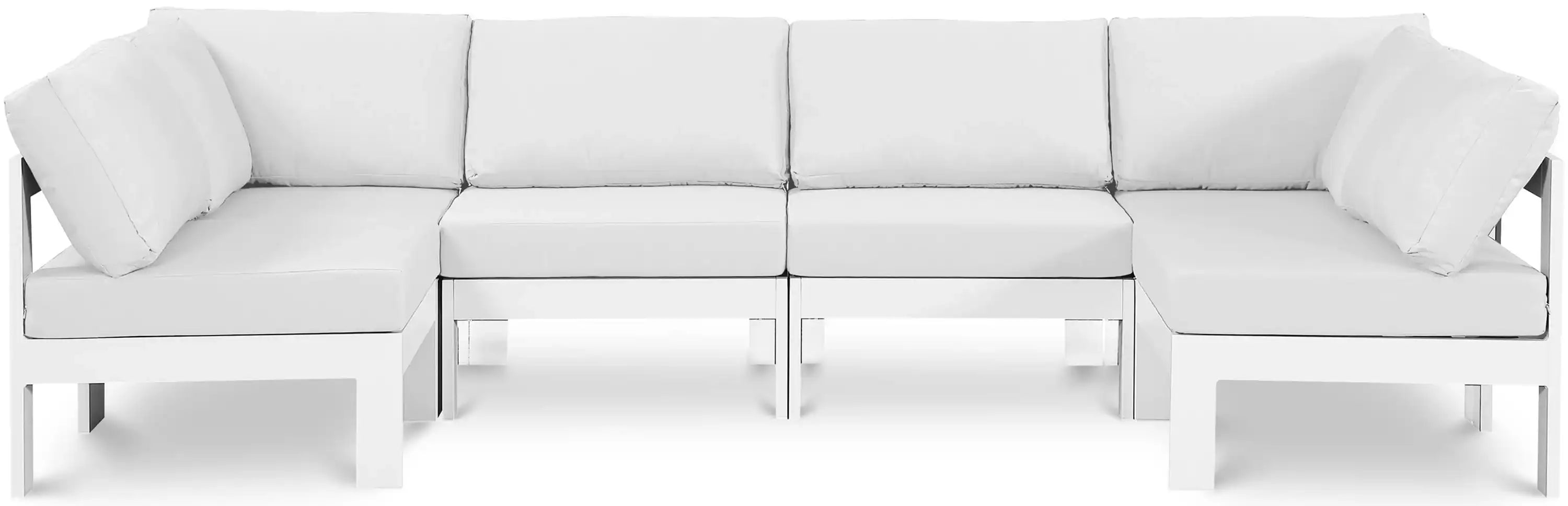 Nizuc - Outdoor Patio 6 Piece Modular Sectional With White Frame - Best Buy Furniture