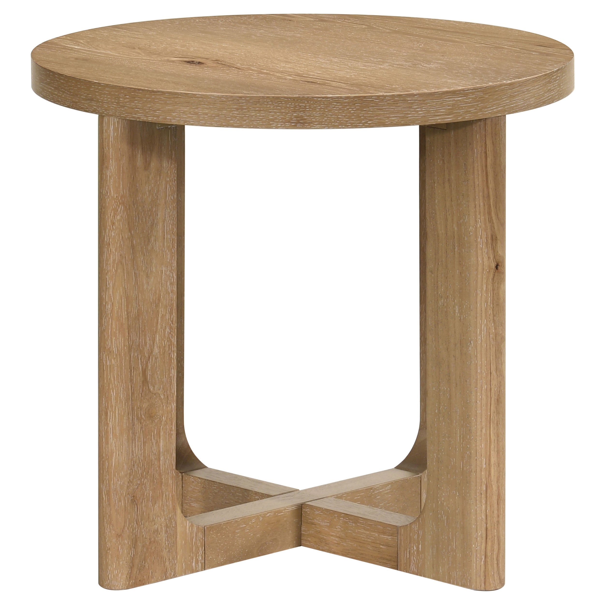 Kessler Round Sculptural Wood End Table Light Oak-