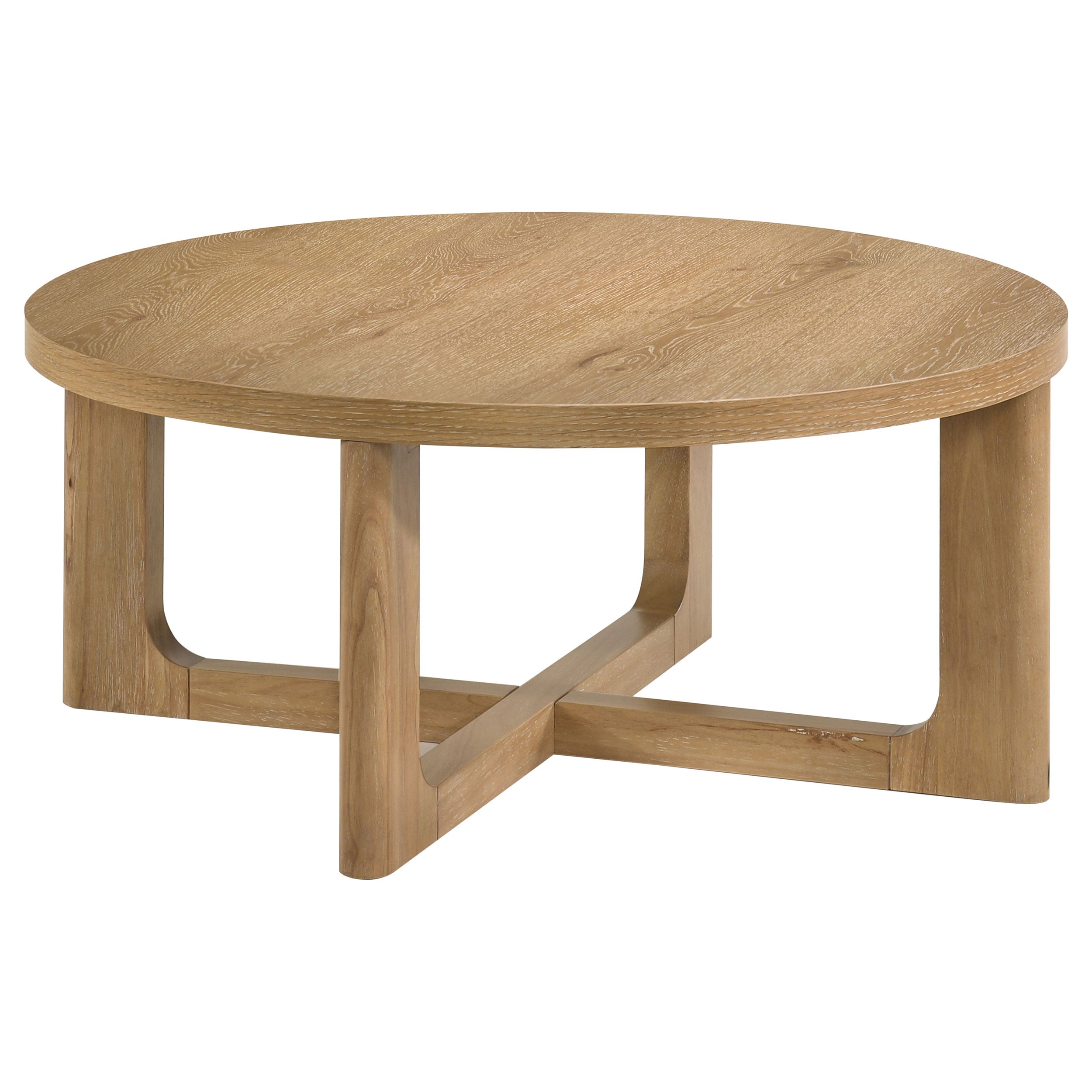 Kessler Round Sculptural Wood Coffee Table Light Oak-