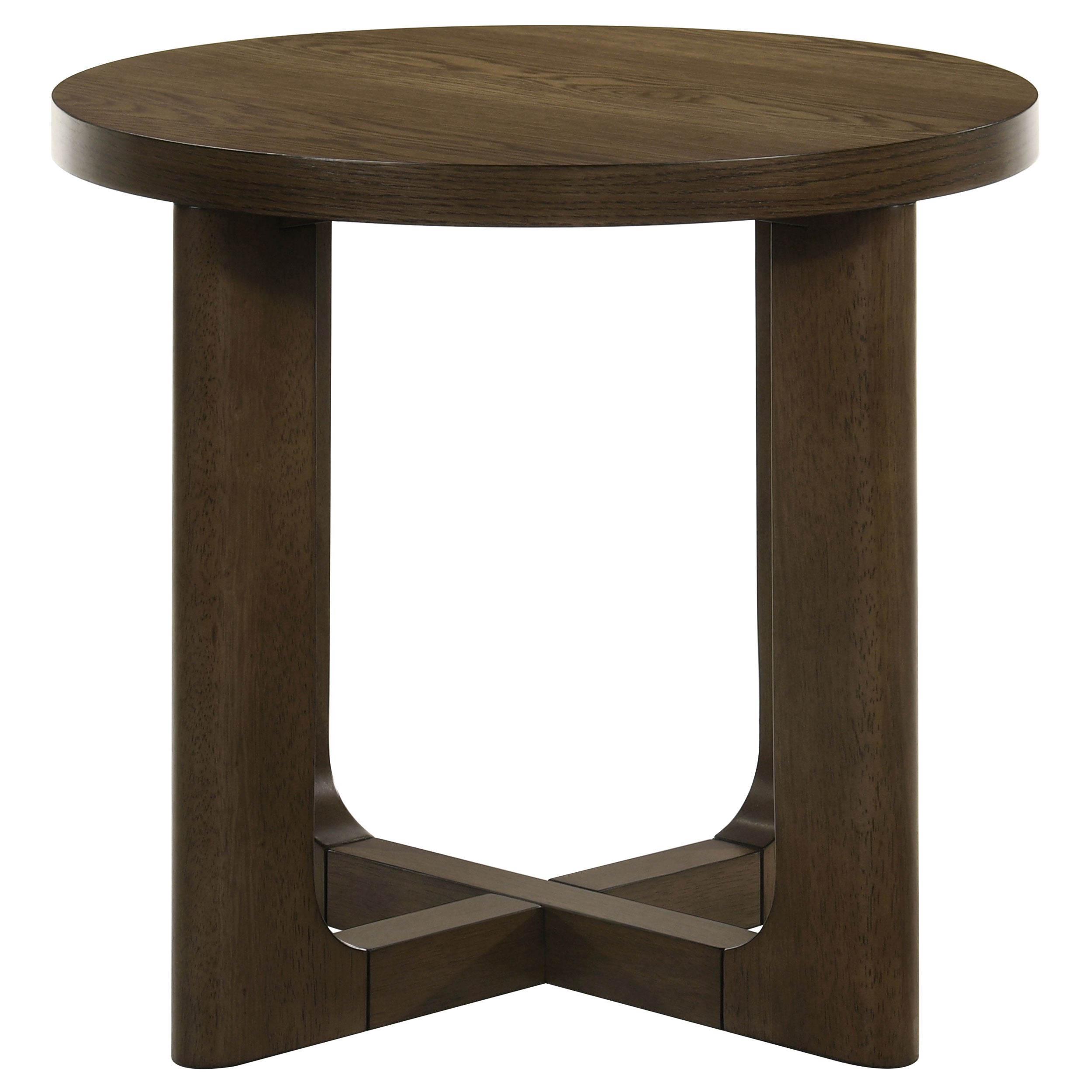 Kessler Round Sculptural Wood End Table Brown-