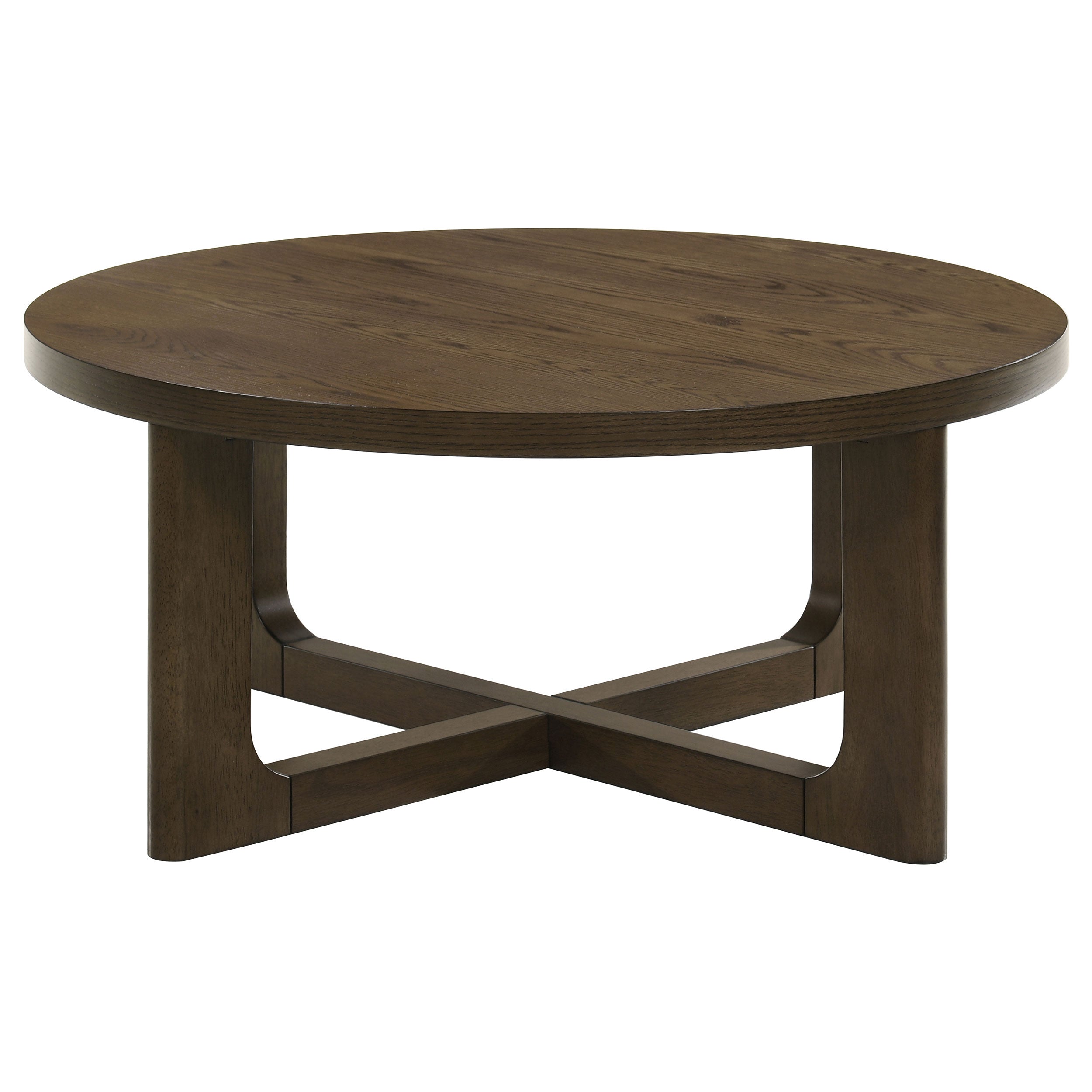 Kessler Round Sculptural Wood Coffee Table Brown-