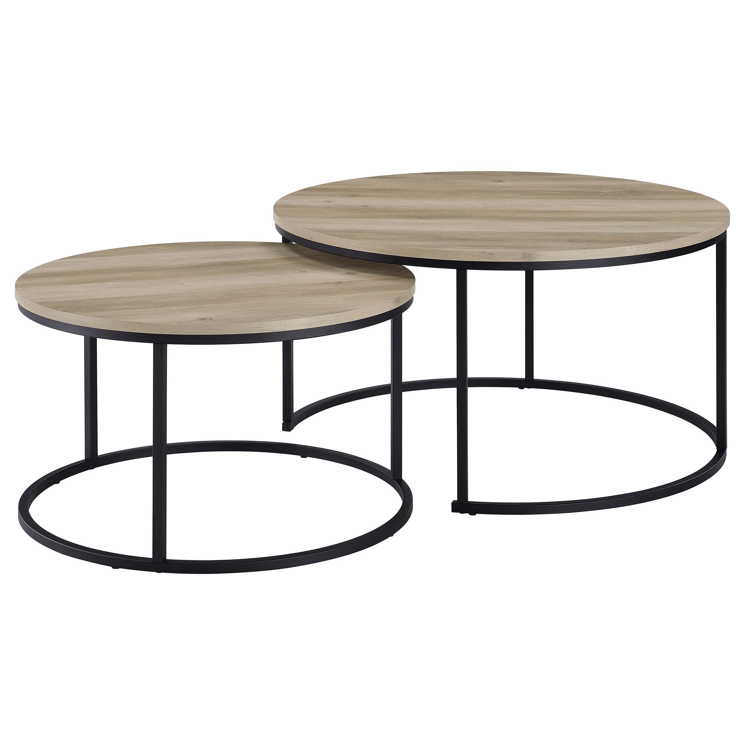 Lainey 2-piece Round Nesting Coffee Table Distressed Pine-