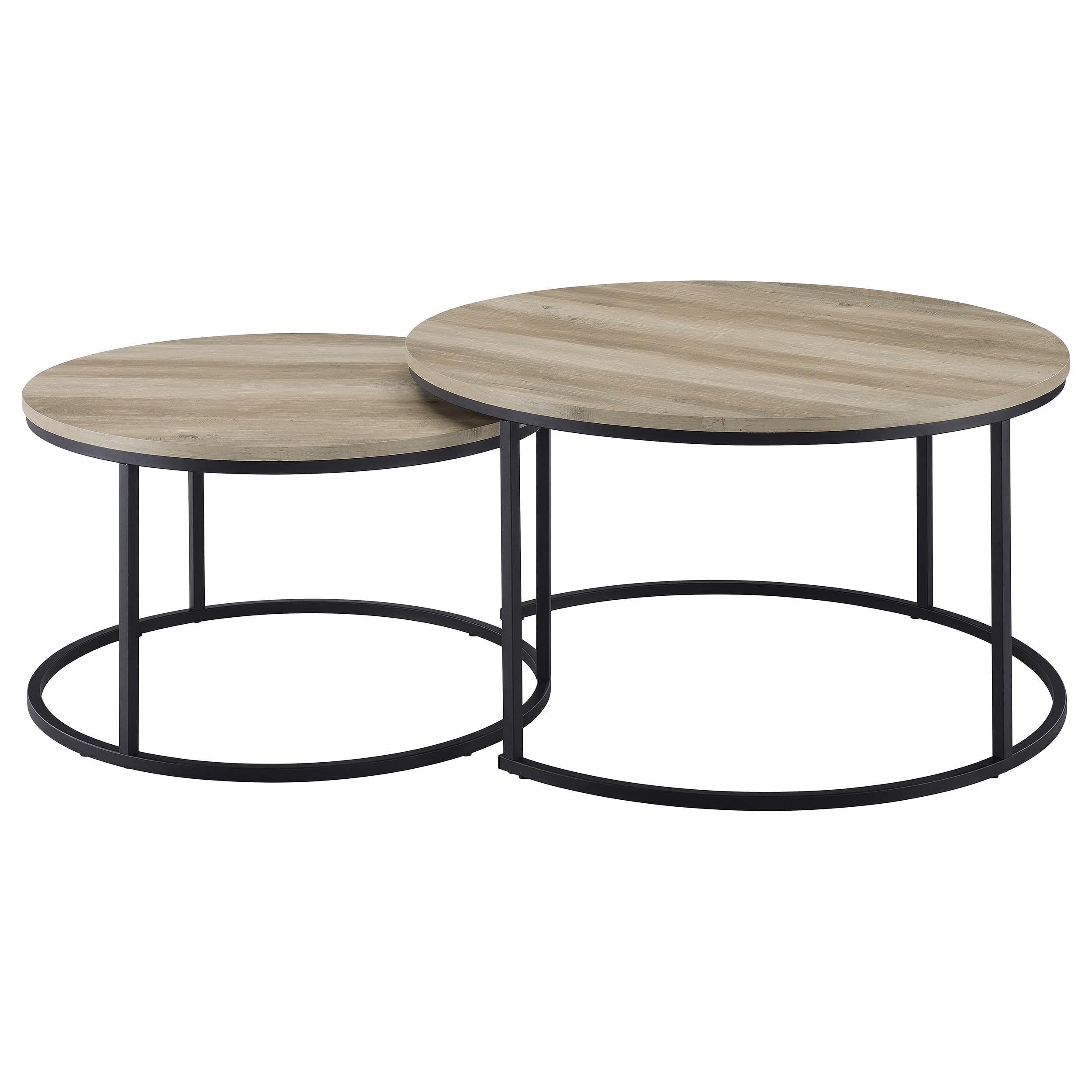 Lainey 2-piece Round Nesting Coffee Table Distressed Pine-
