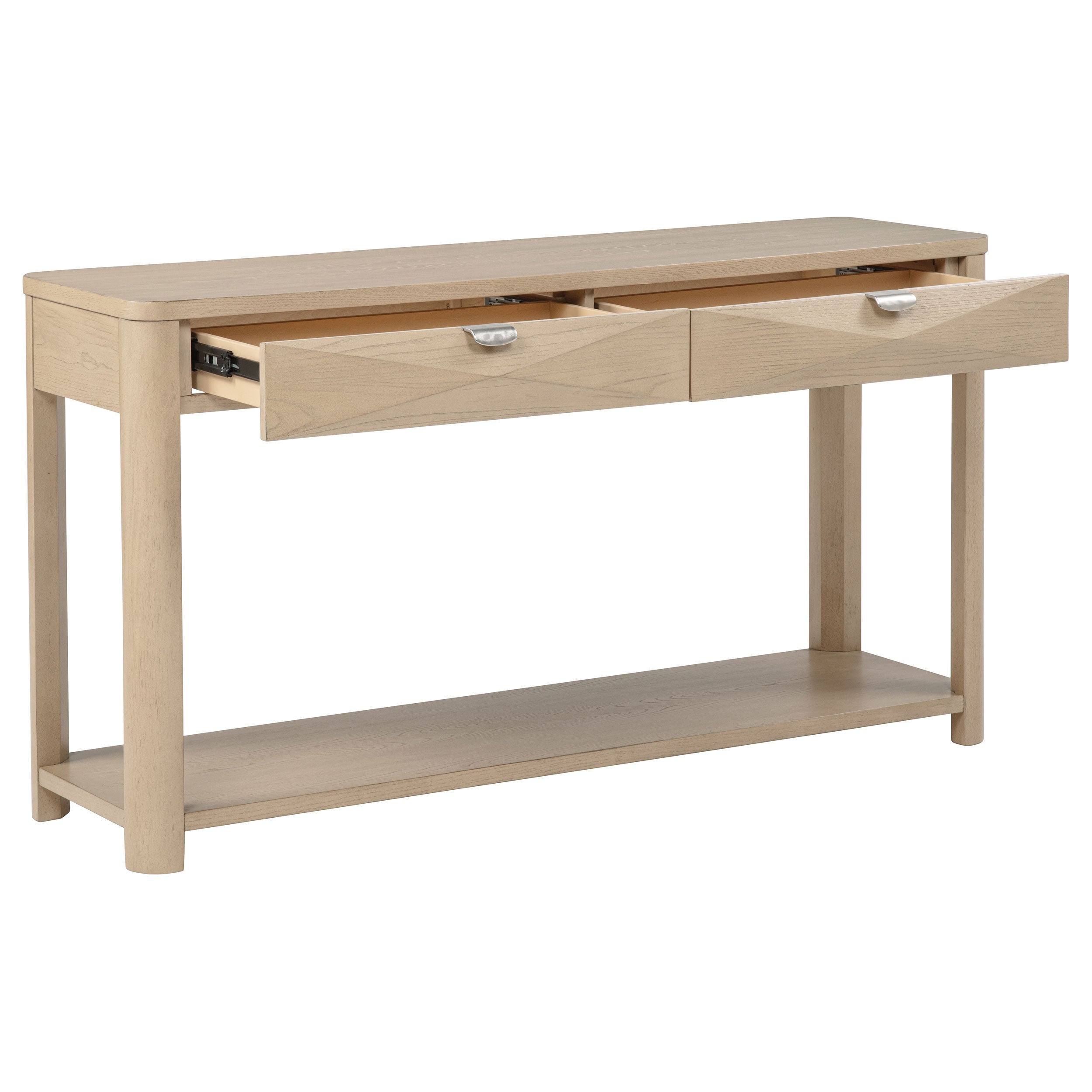 Marcelo Sofa Console Table with 2 Drawers and Shelf Light Elm-