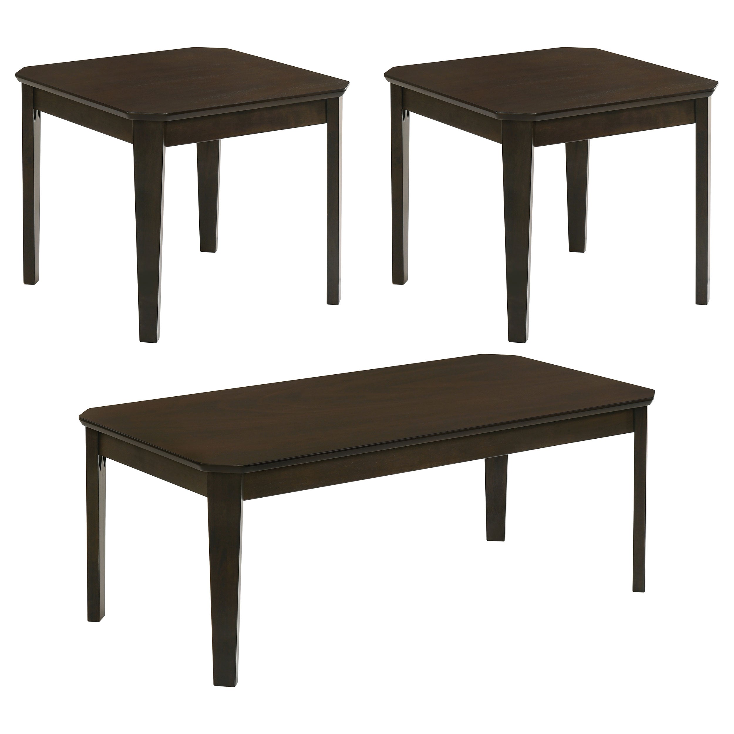 Amaro 3-piece Coffee and End Table Set Dark Brown-CoasterEssence