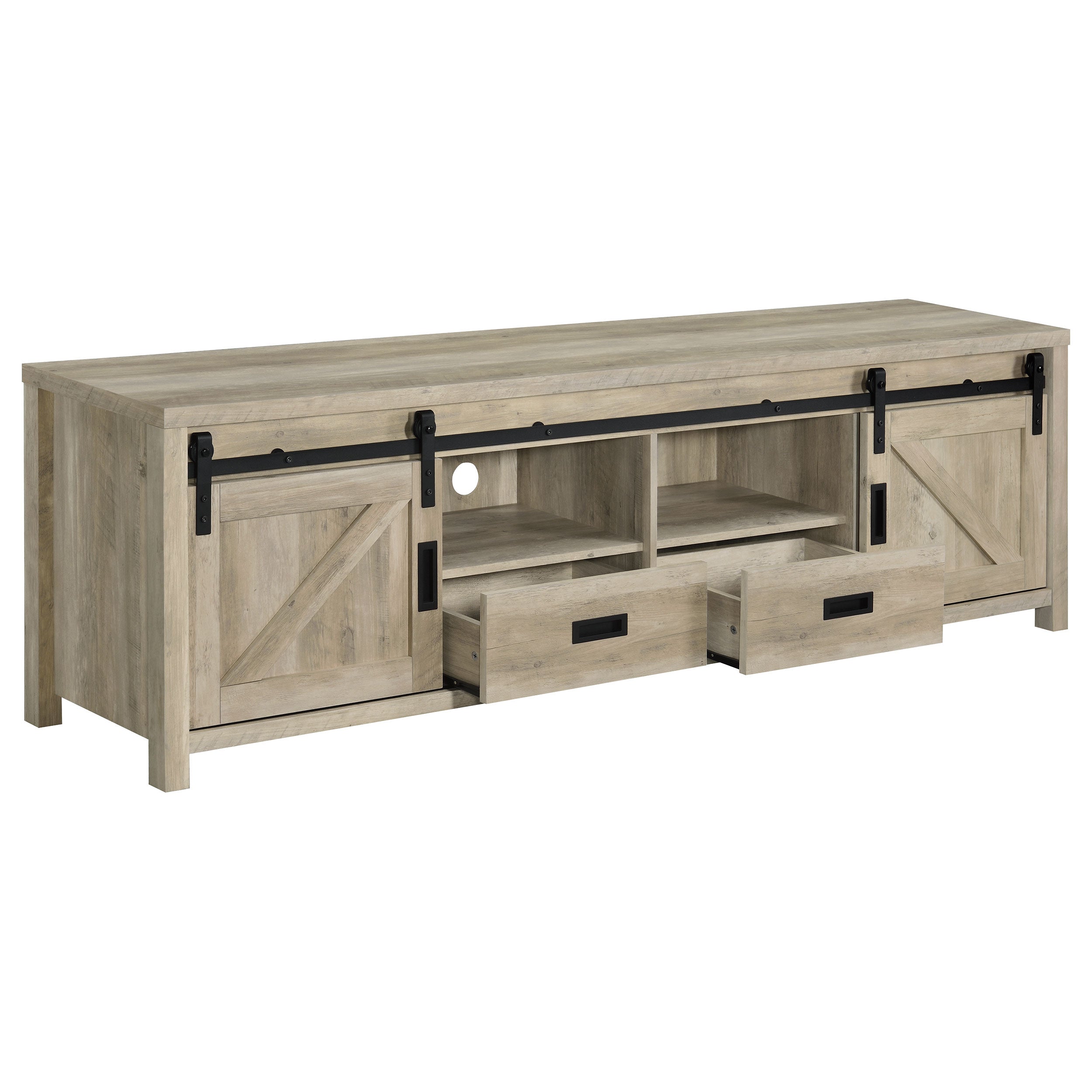 Madra 2-door Engineered Wood 79-inch TV Stand Distressed Pine-CoasterEssence