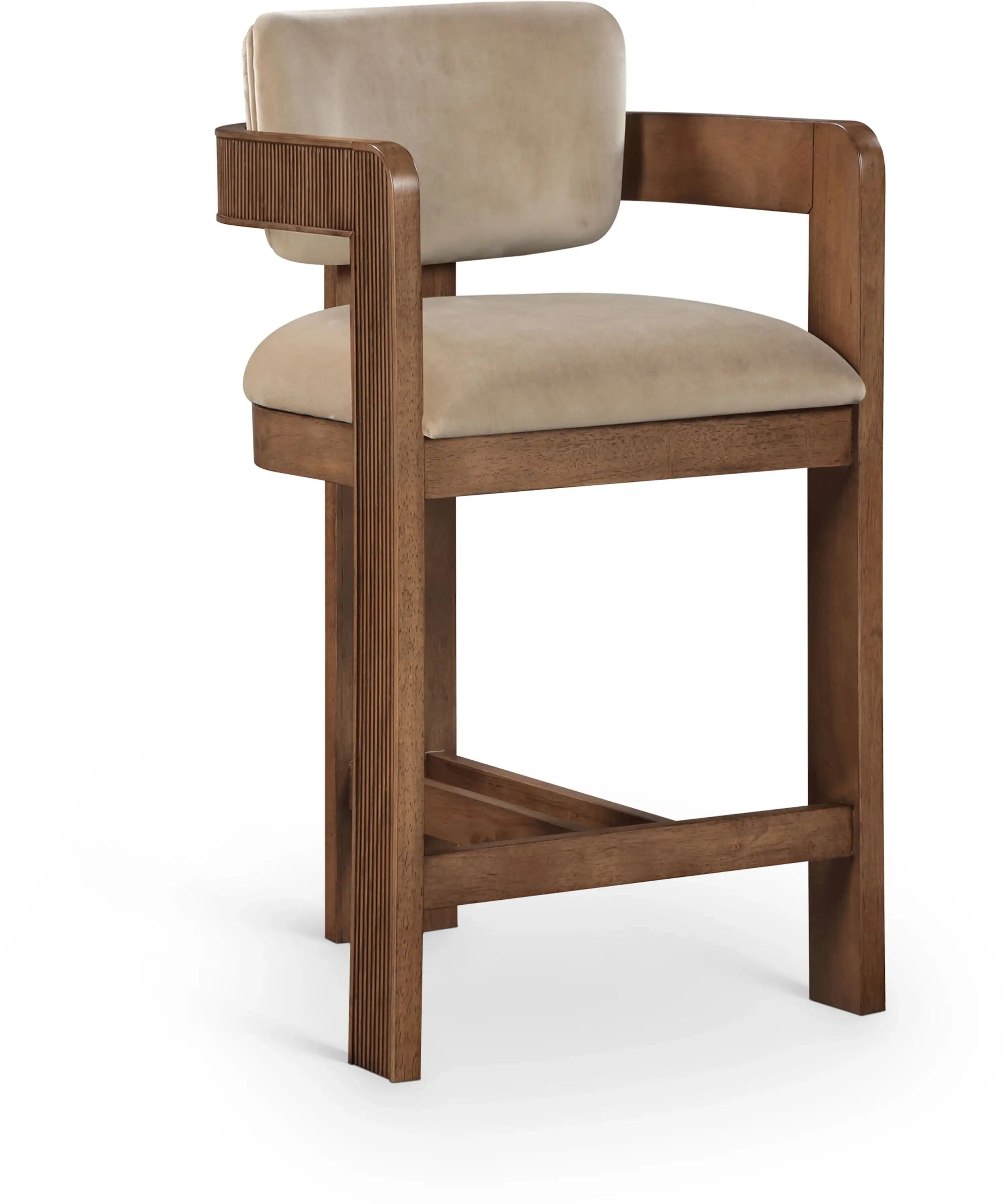 Sacha - Velvet Stool With Brown Base - Best Buy Furniture