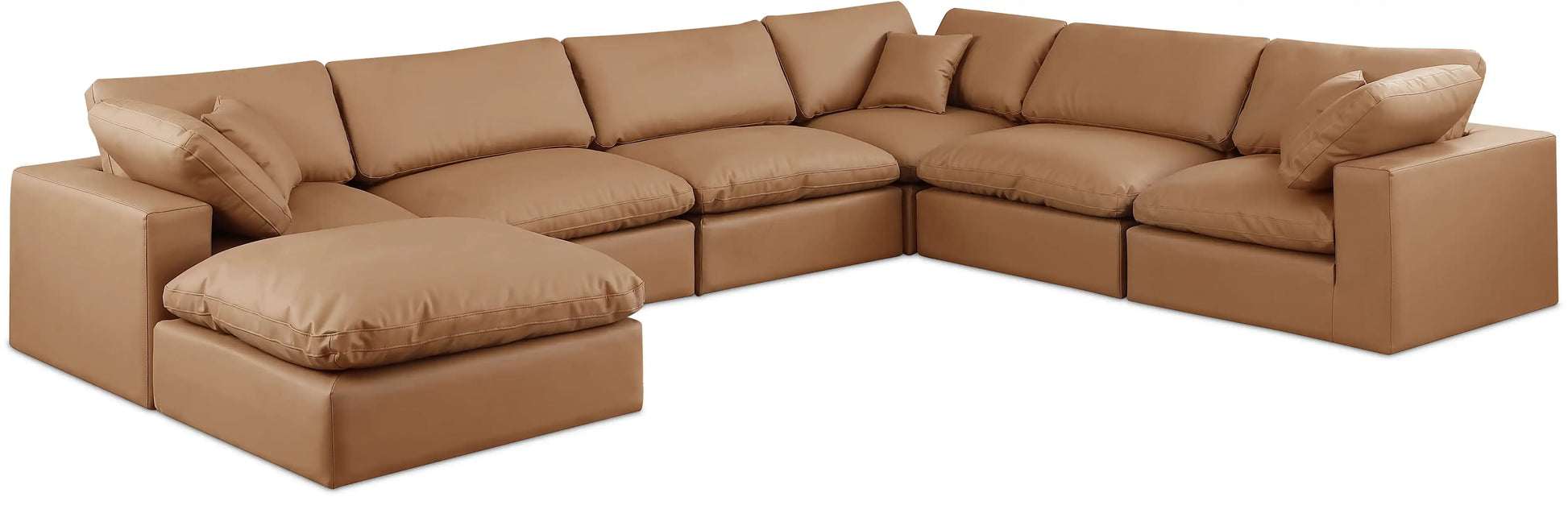 Comfy - 7 Piece Faux Leather Modular Sectional With Chaise - Best Buy Furniture
