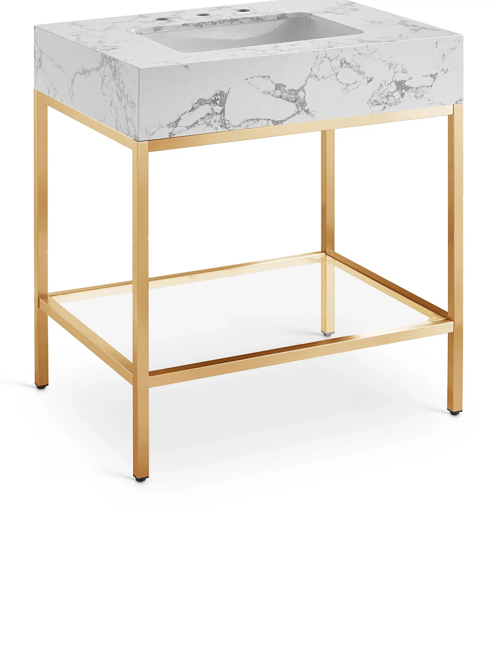 Marmo - Engineered Marble Bathroom Vanity With Gold Base - Best Buy Furniture