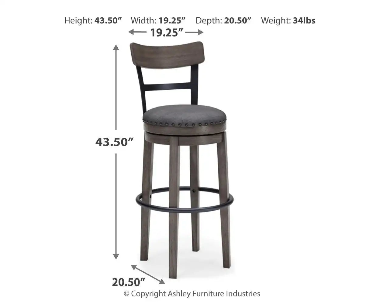Caitbrook - Tall UPH Swivel Barstool - Gray - Best Buy Furniture