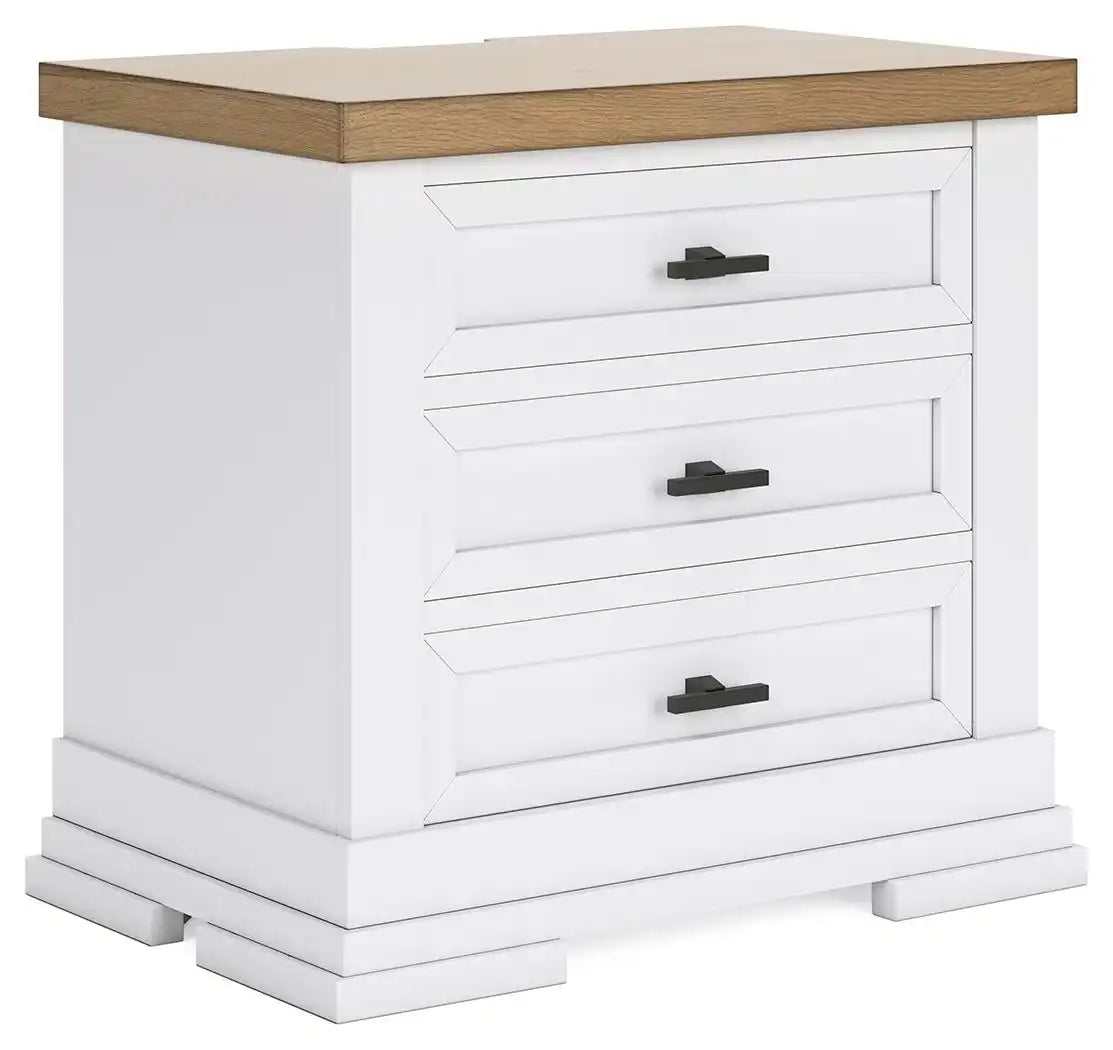 Ashbryn - Three Drawer Night Stand - White / Natural - Best Buy Furniture