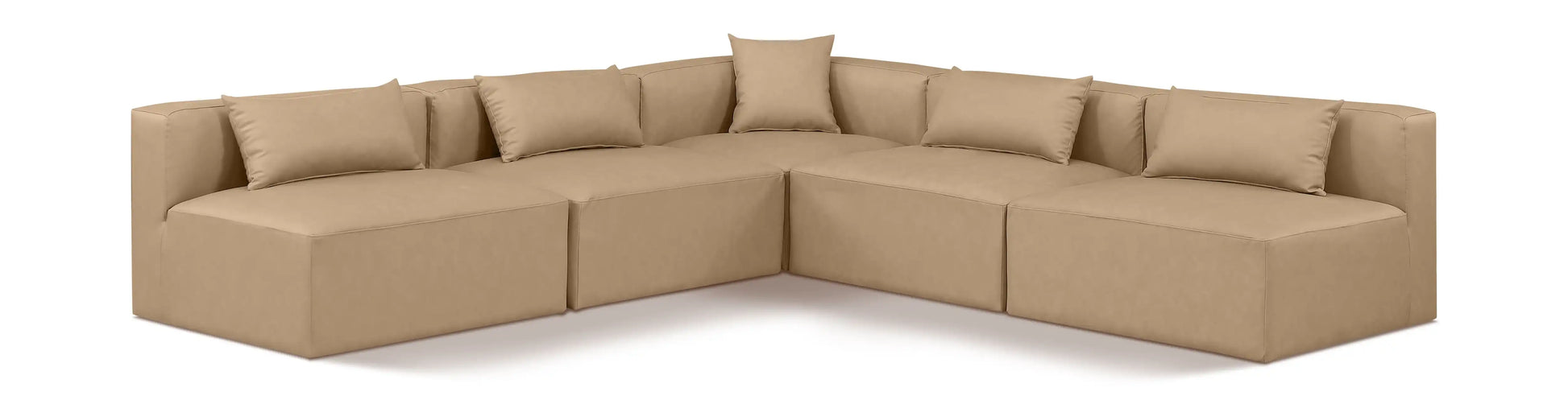 Cube - 5 Piece Modular Corner Armless Sectional - Tan - Best Buy Furniture