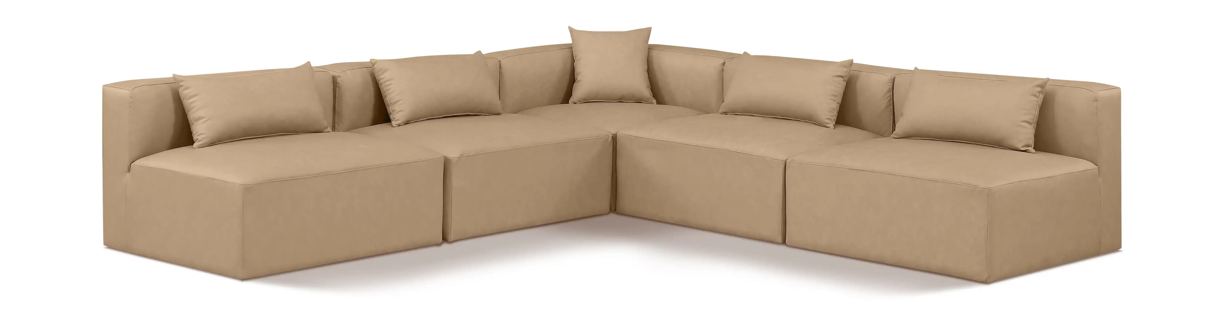 Cube - 5 Piece Modular Corner Armless Sectional - Tan - Best Buy Furniture