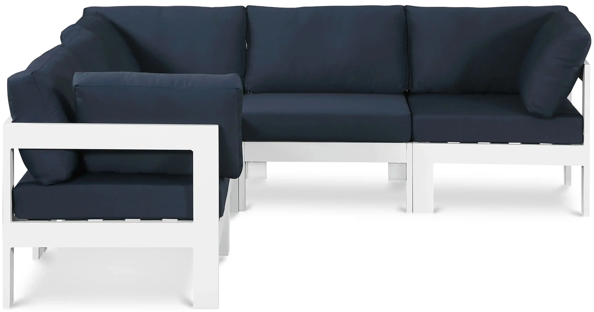 Nizuc - Outdoor Patio 5 Piece Modular Sectional With White Frame - Best Buy Furniture