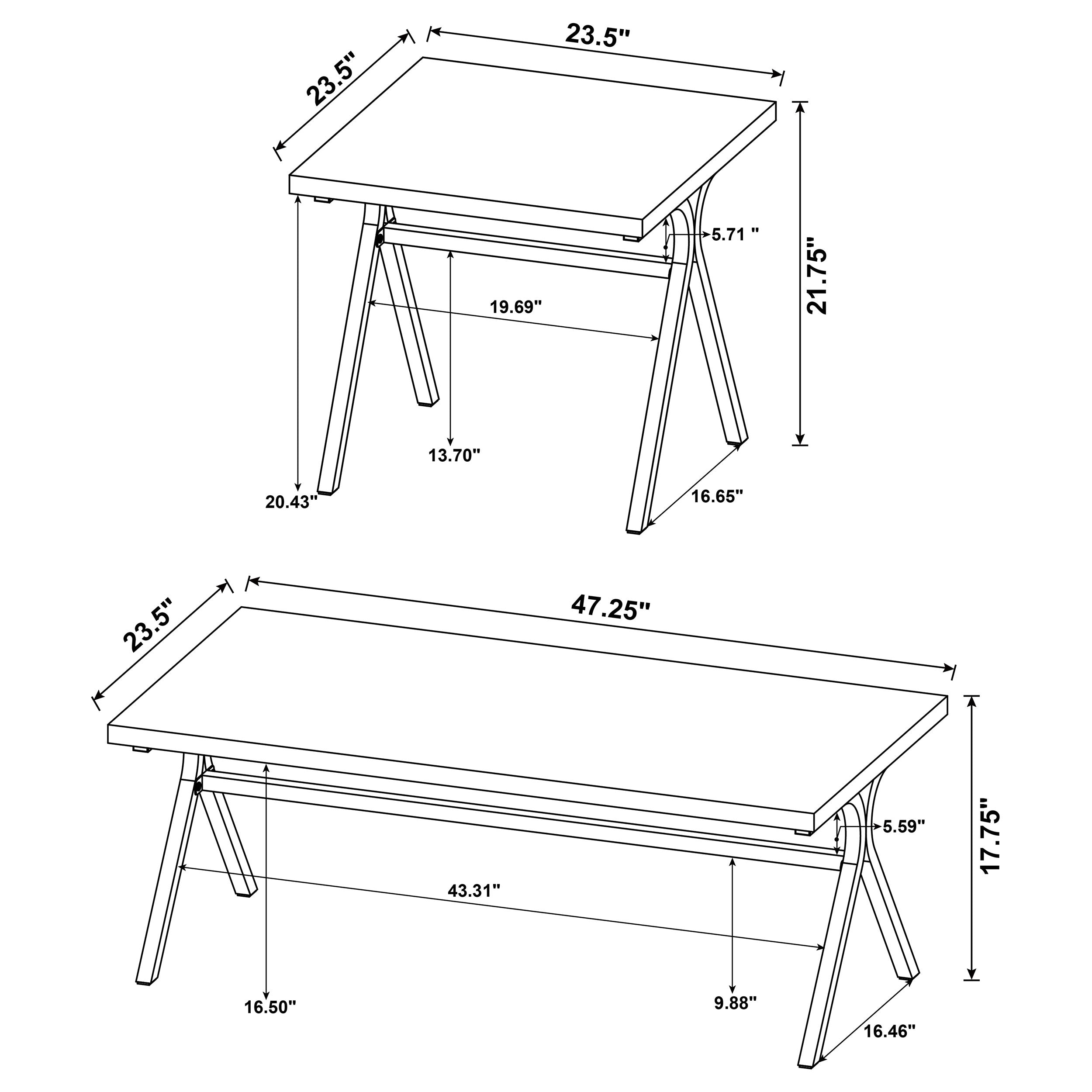 Colmar 3-piece Engineered Wood Coffee Table Set Golden Oak-CoasterEssence