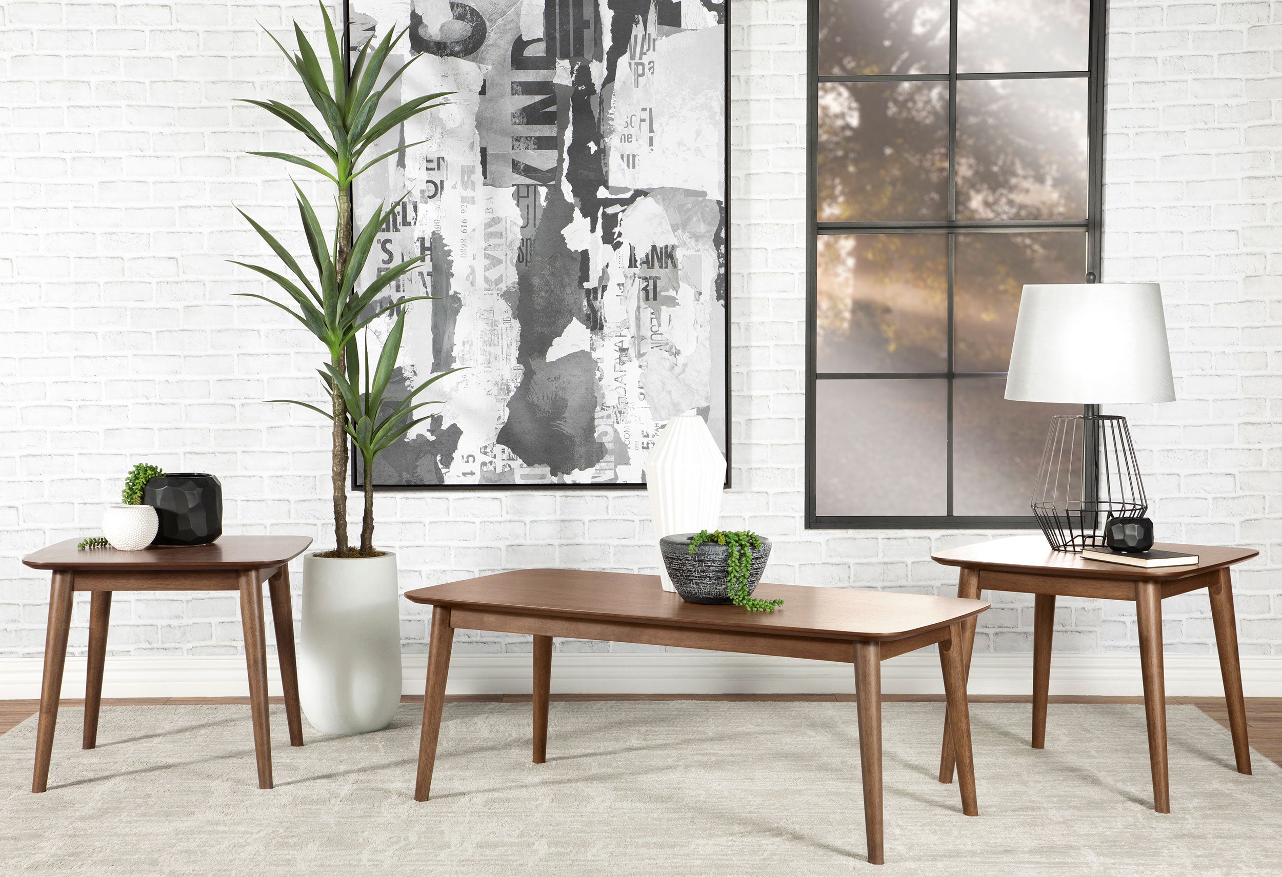 Radley 3-piece Rectangular Coffee Table Set Natural Walnut-CoasterEssence