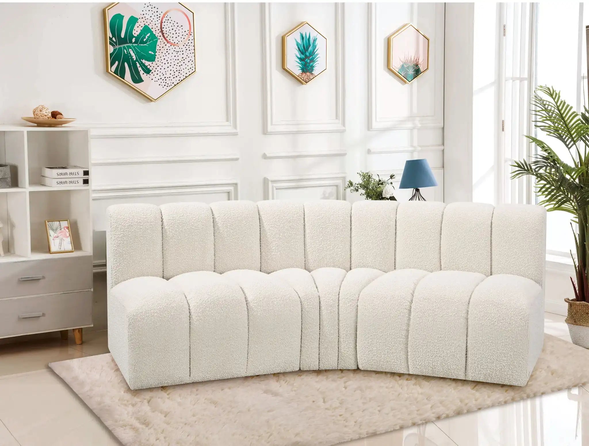 Arc - Boucle Fabric 3 Piece Modular Corner Sofa
